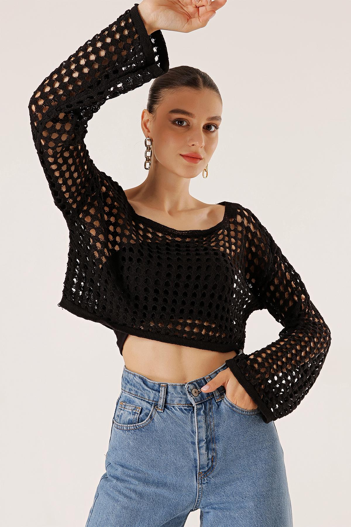 S-23K0080037Delikli Crop Kazak