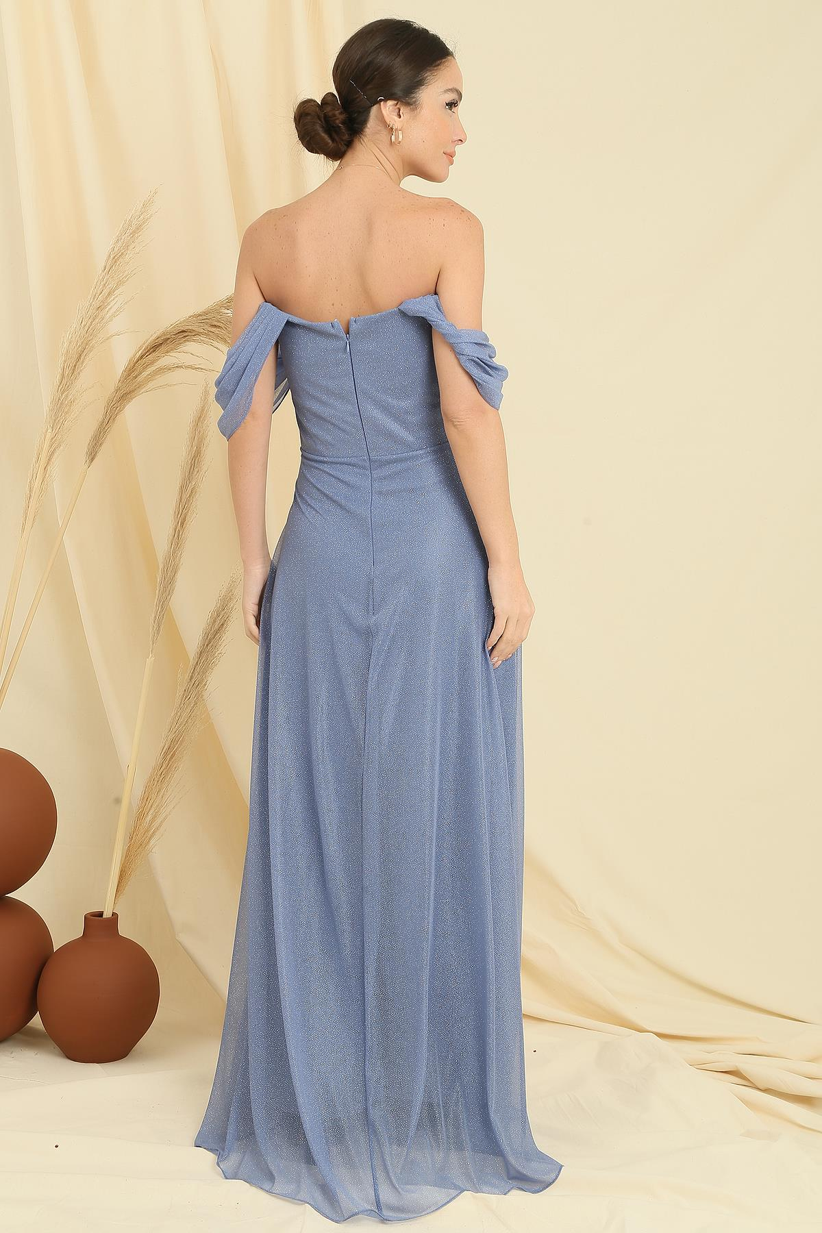 S-23K0230045Low Tulle Dress With Long Sleeves Lined Skirt The Silvery Pilisel