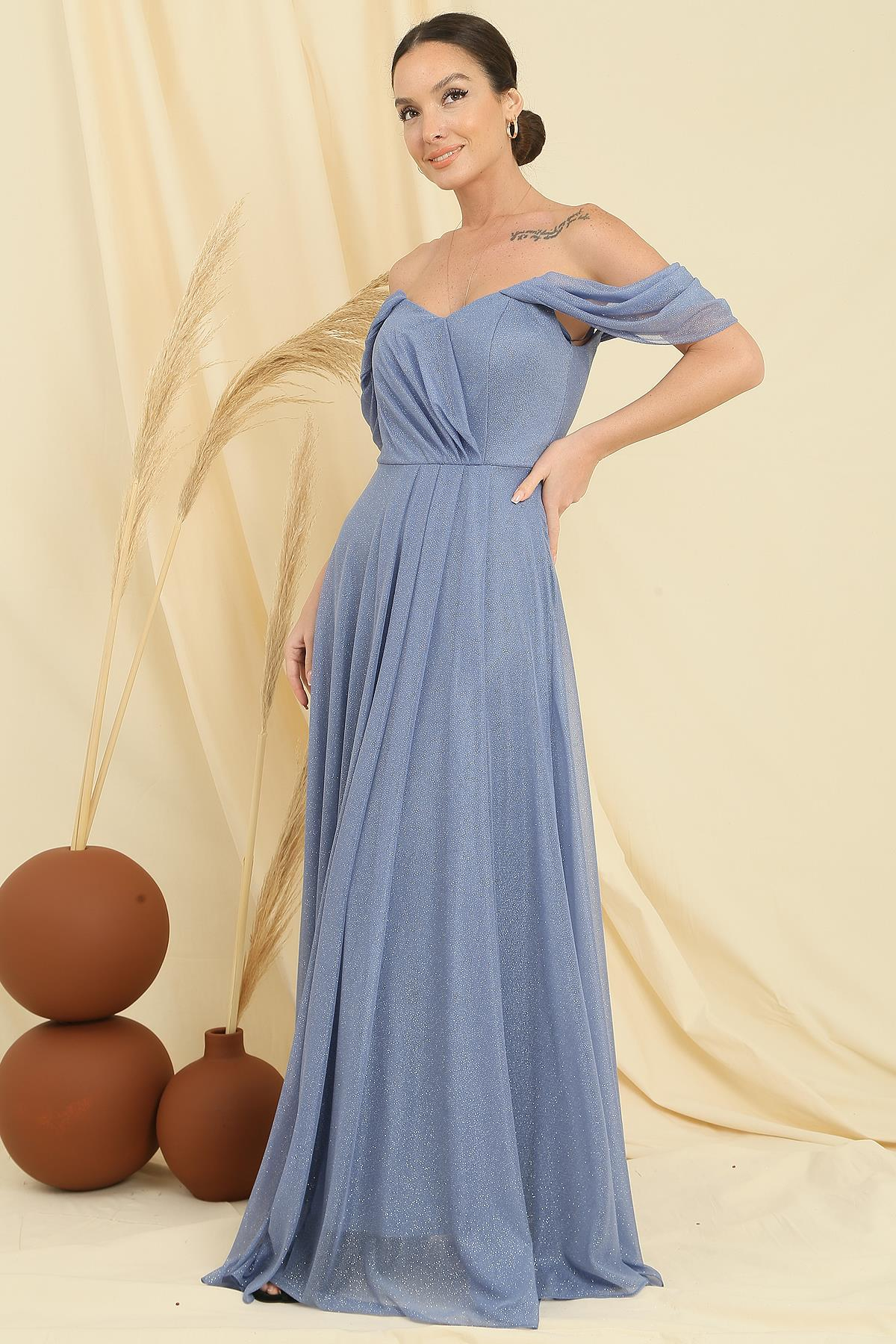 S-23K0230045Low Tulle Dress With Long Sleeves Lined Skirt The Silvery Pilisel