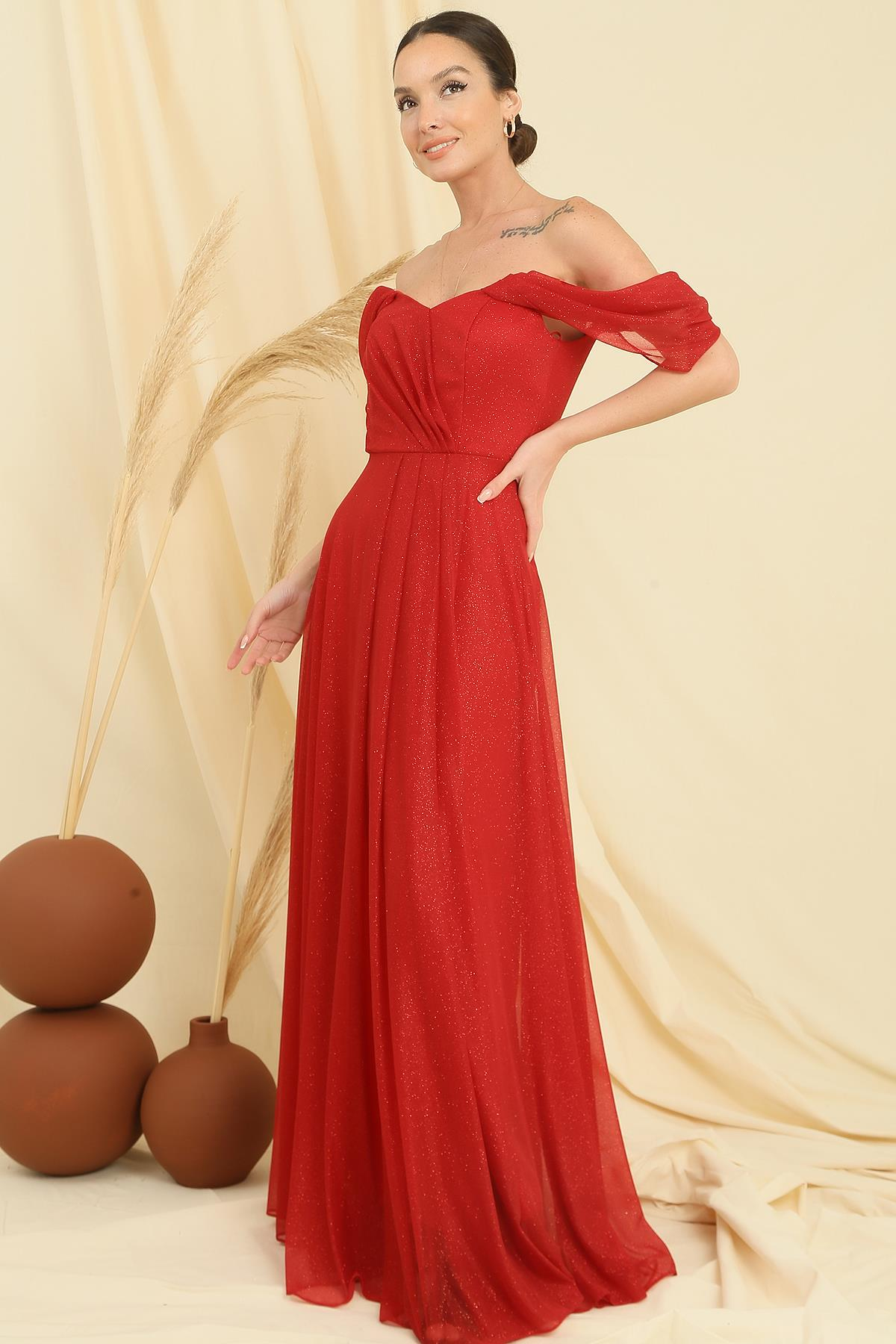 S-23K0230045Low Tulle Dress With Long Sleeves Lined Skirt The Silvery Pilisel