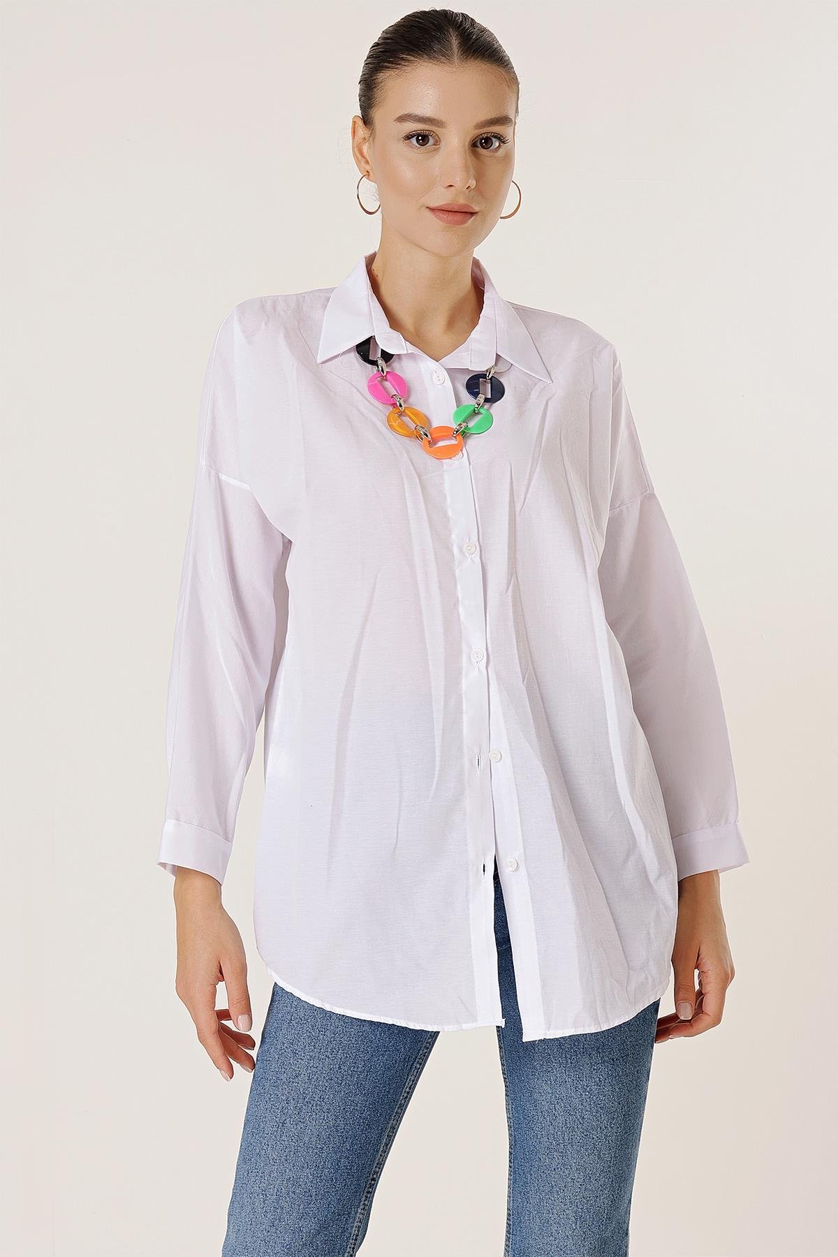 S-23K0250033Oversized Tunic Shirt Necklace