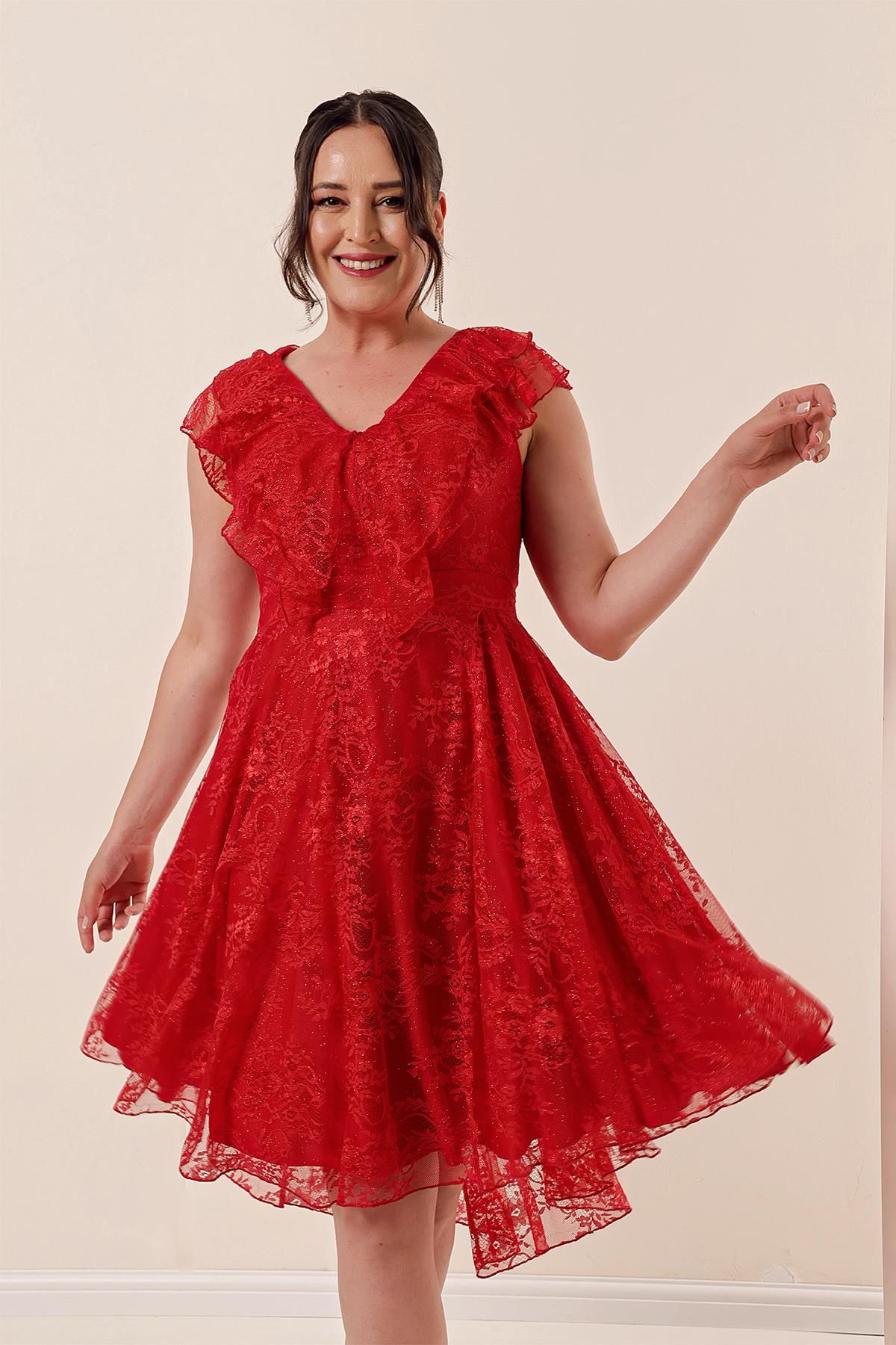 S-23K1040027Lace lined collar and B. B. Handkerchief Dress