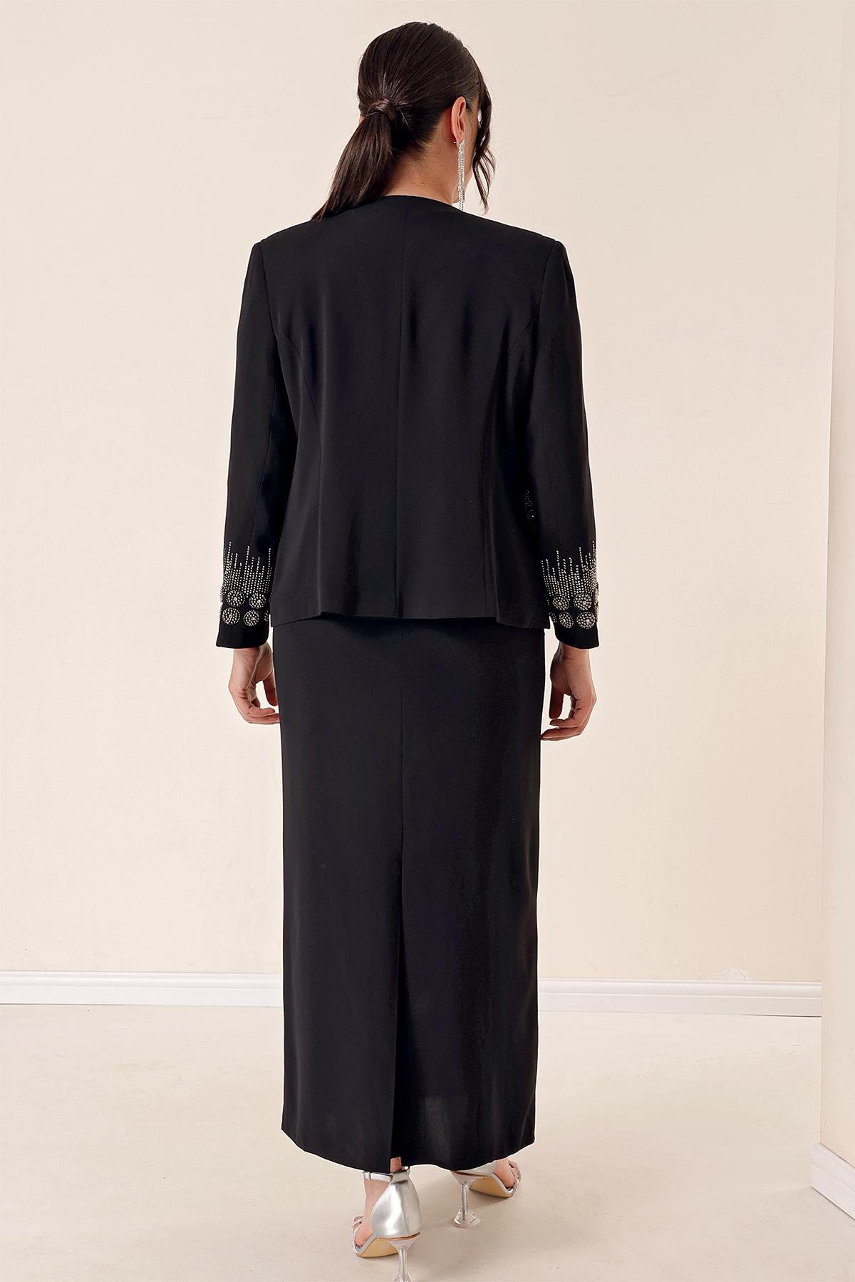 S-23K1190007Imported Crepe Beaded Triple Lined B. B. Set