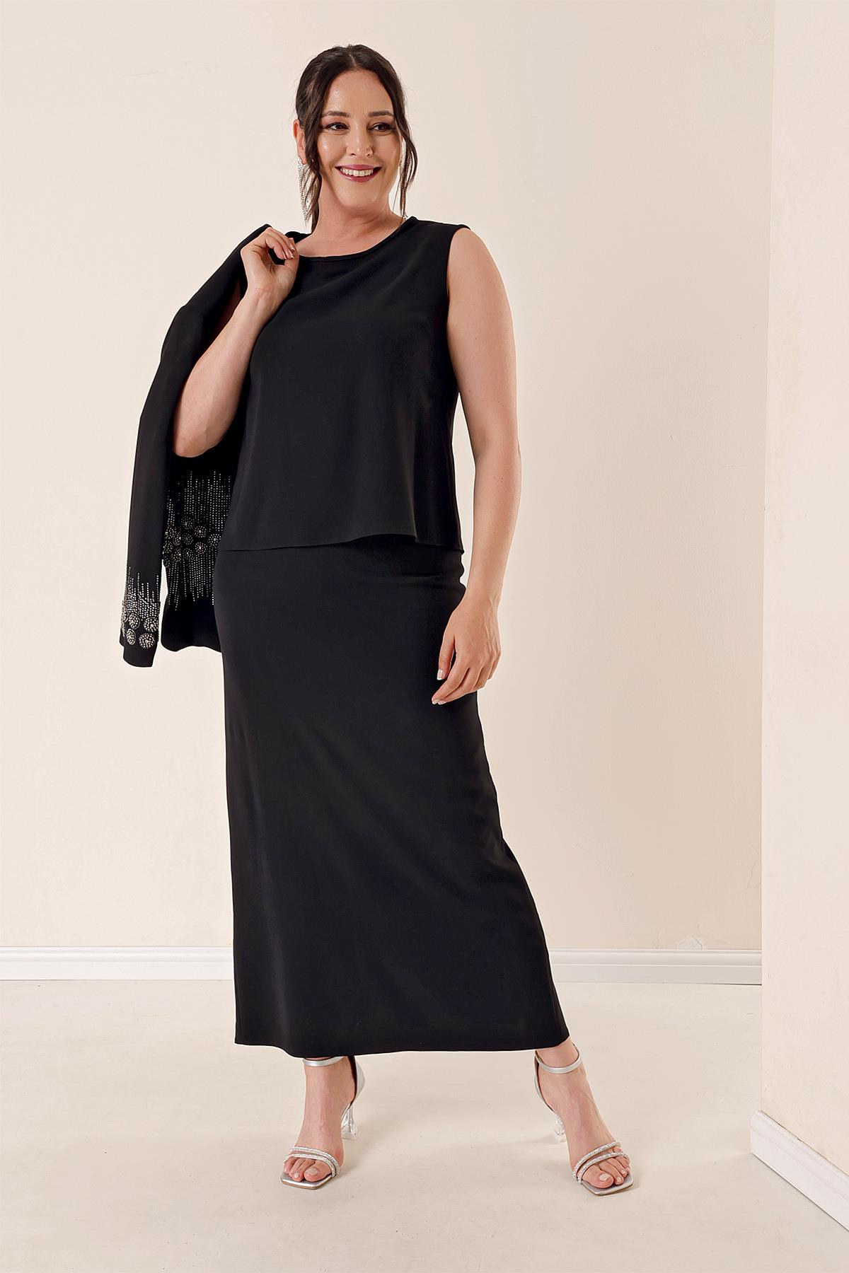 S-23K1190007Imported Crepe Beaded Triple Lined B. B. Set