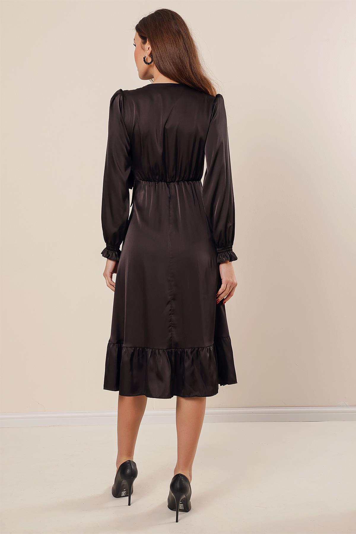 S-23K1520015Buy Crossover Neckline Lined Belted Dress