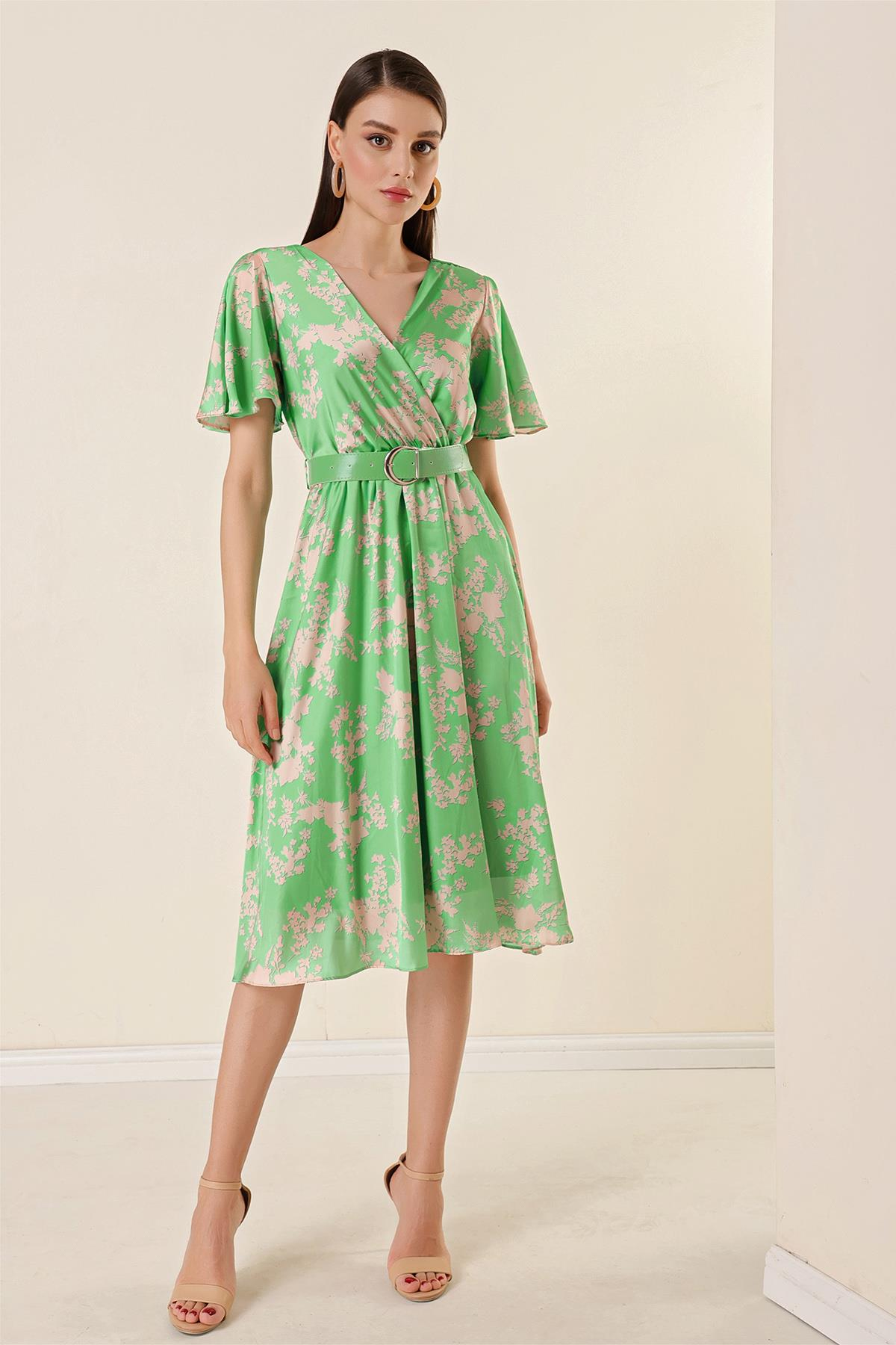 S-23K1520046Crossover Front Neckline Floral Lined Dress Buy Back