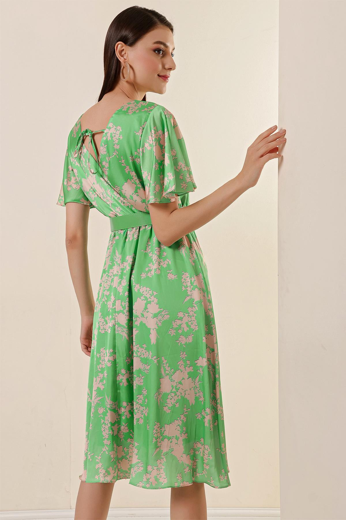 S-23K1520046Crossover Front Neckline Floral Lined Dress Buy Back