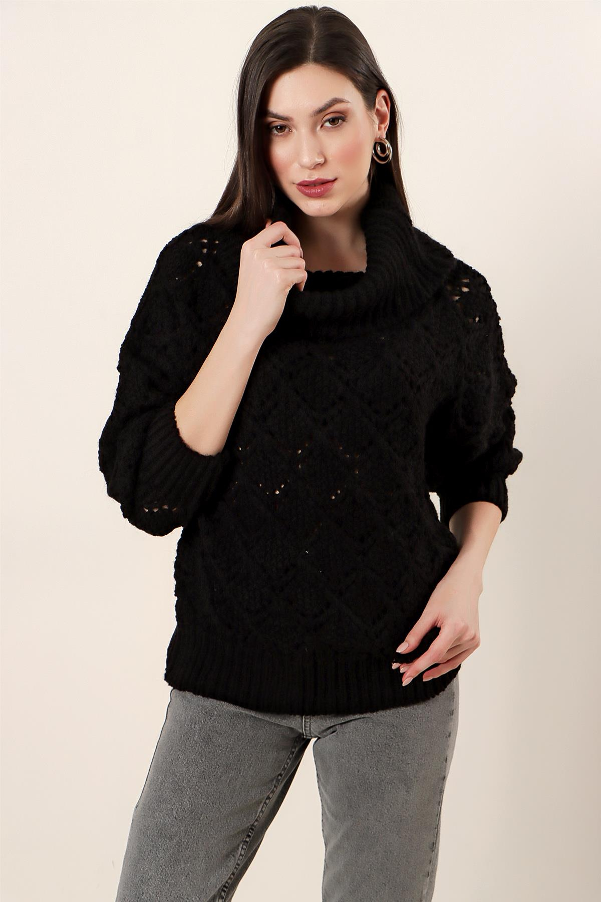 S-23K2800011Balıkçı Yaka Modelli Akrilik Kazak