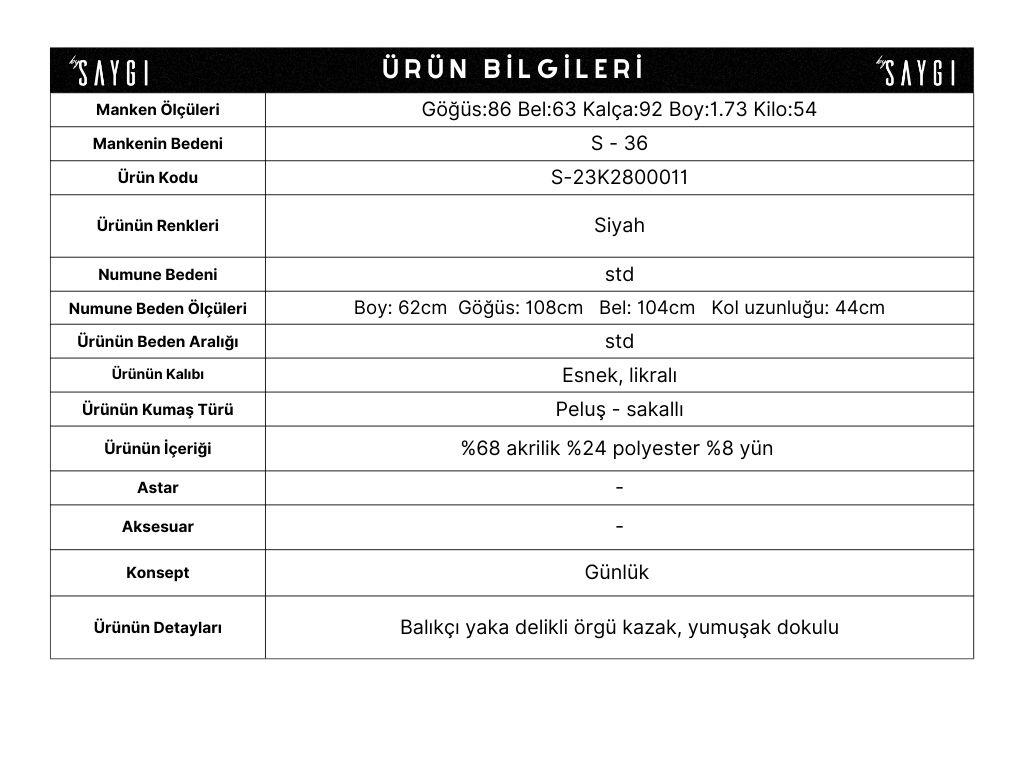 S-23K2800011Balıkçı Yaka Modelli Akrilik Kazak