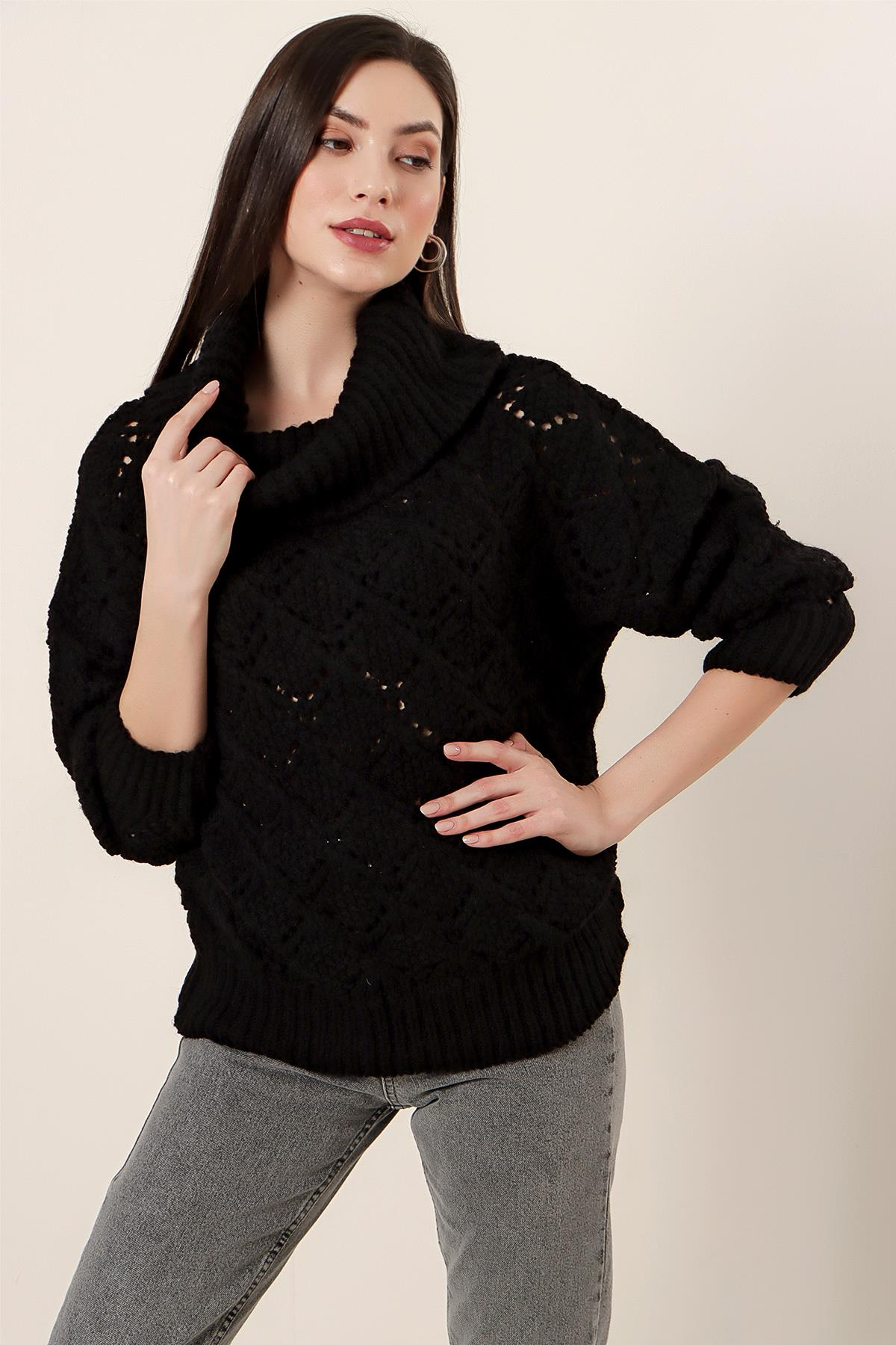 S-23K2800011Balıkçı Yaka Modelli Akrilik Kazak