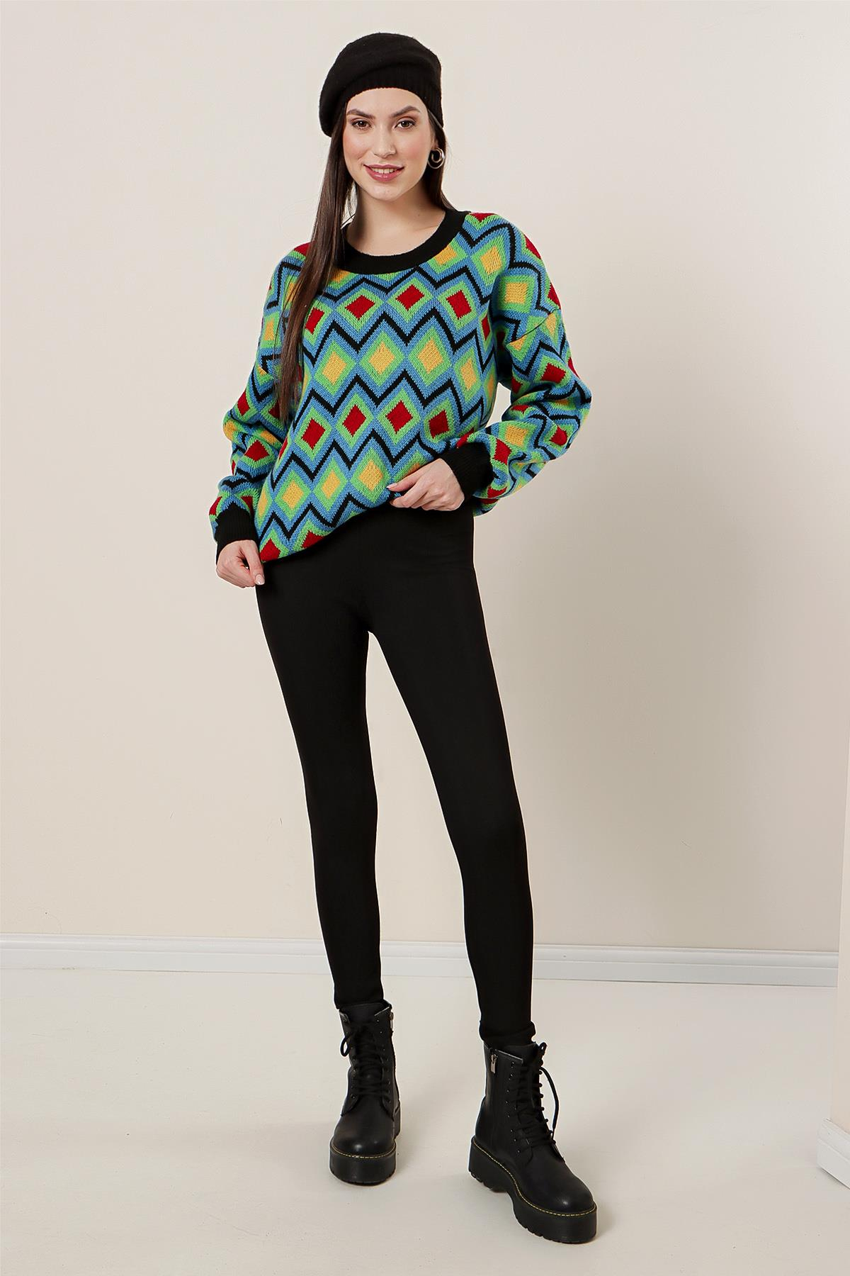 S-23K3000003Yüksek Bel İçi Şardonlu En Boy Likralı Toparlayıcı Tayt