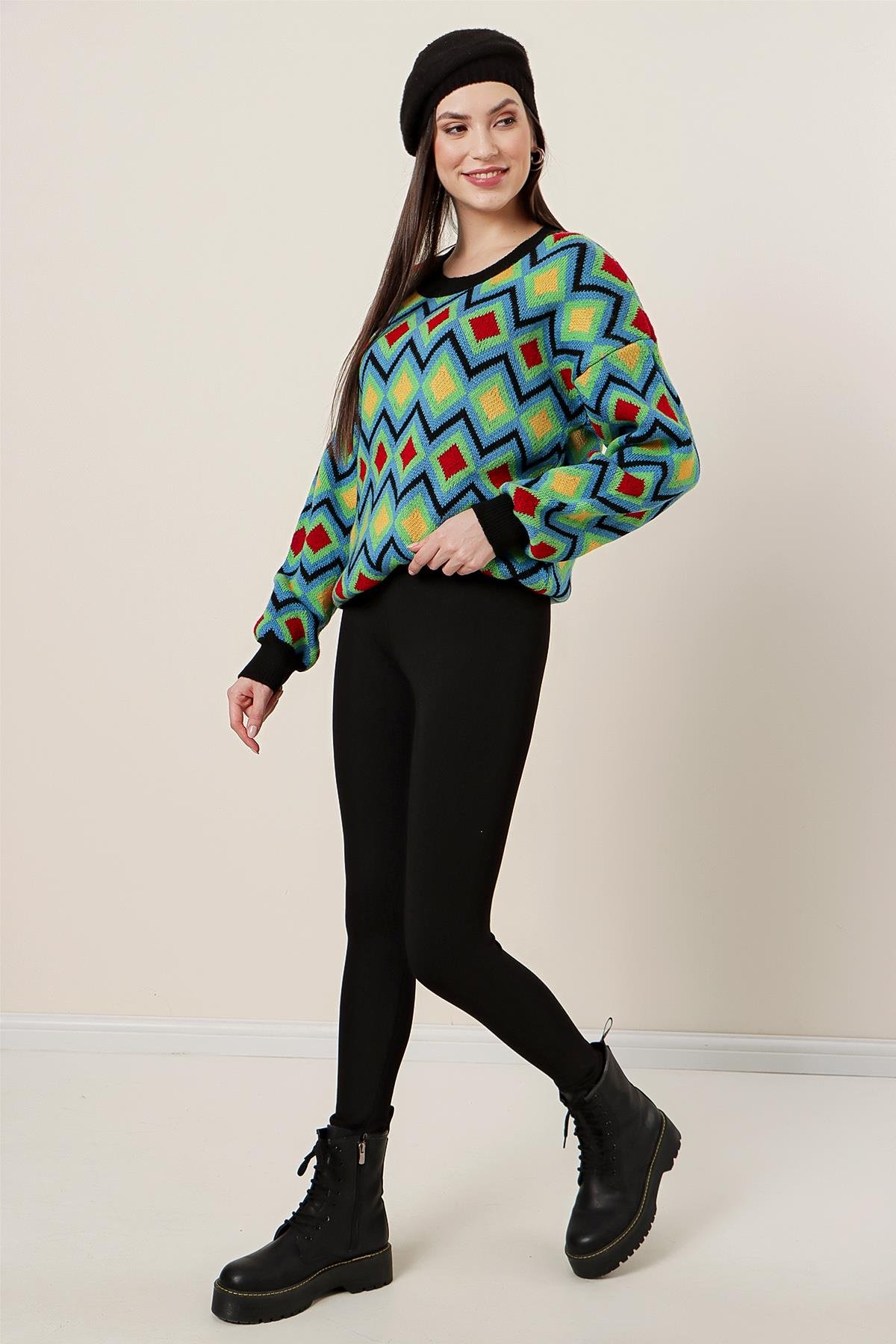 S-23K3000003Yüksek Bel İçi Şardonlu En Boy Likralı Toparlayıcı Tayt