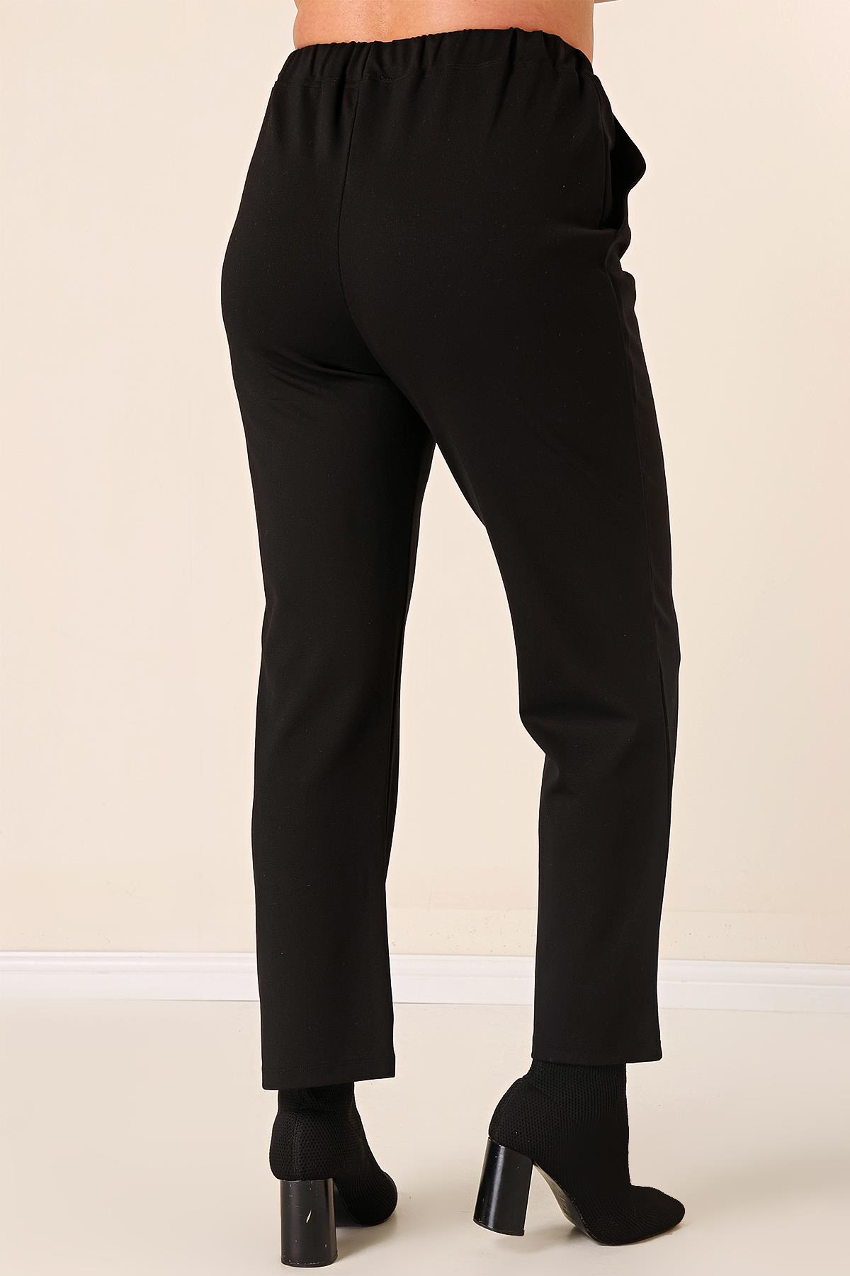 S-23K3970003Beli Lastikli Yandan Cepli En Boy Likra Çımalı Büyük Beden Pantolon