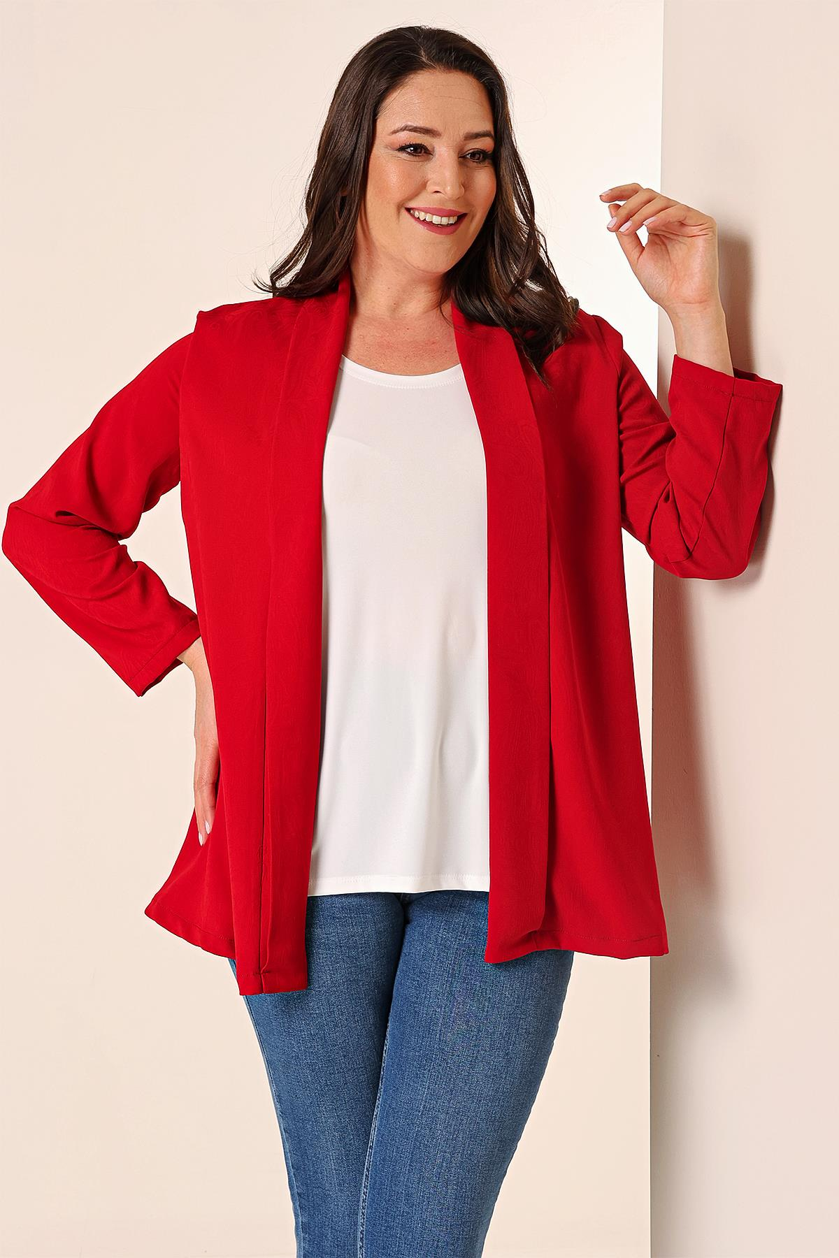 S-23K4040034Imported Crepe Inner jacket with pattern and Shawl tank top, Plus Size 2-piece set