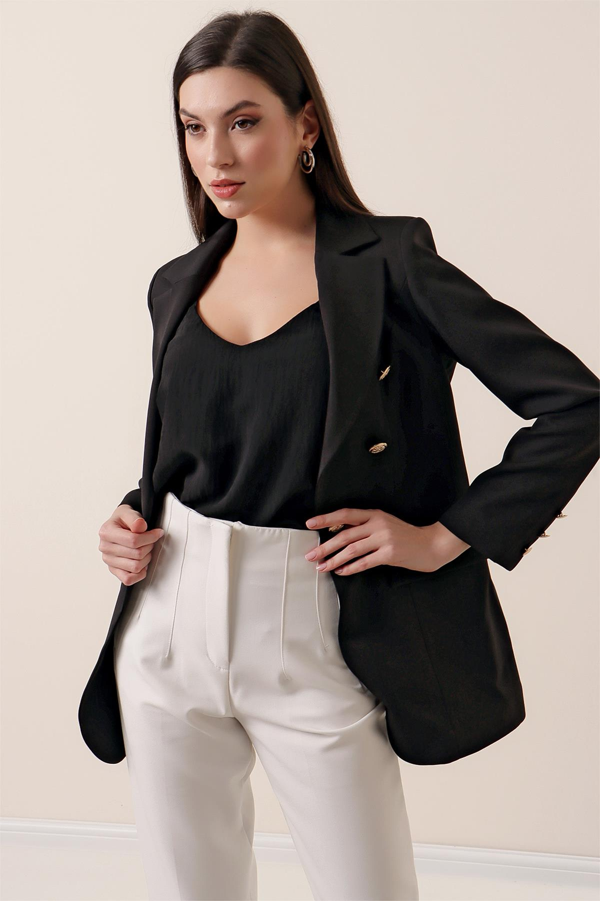 S-23K4090001Lined 5 Button Jacket