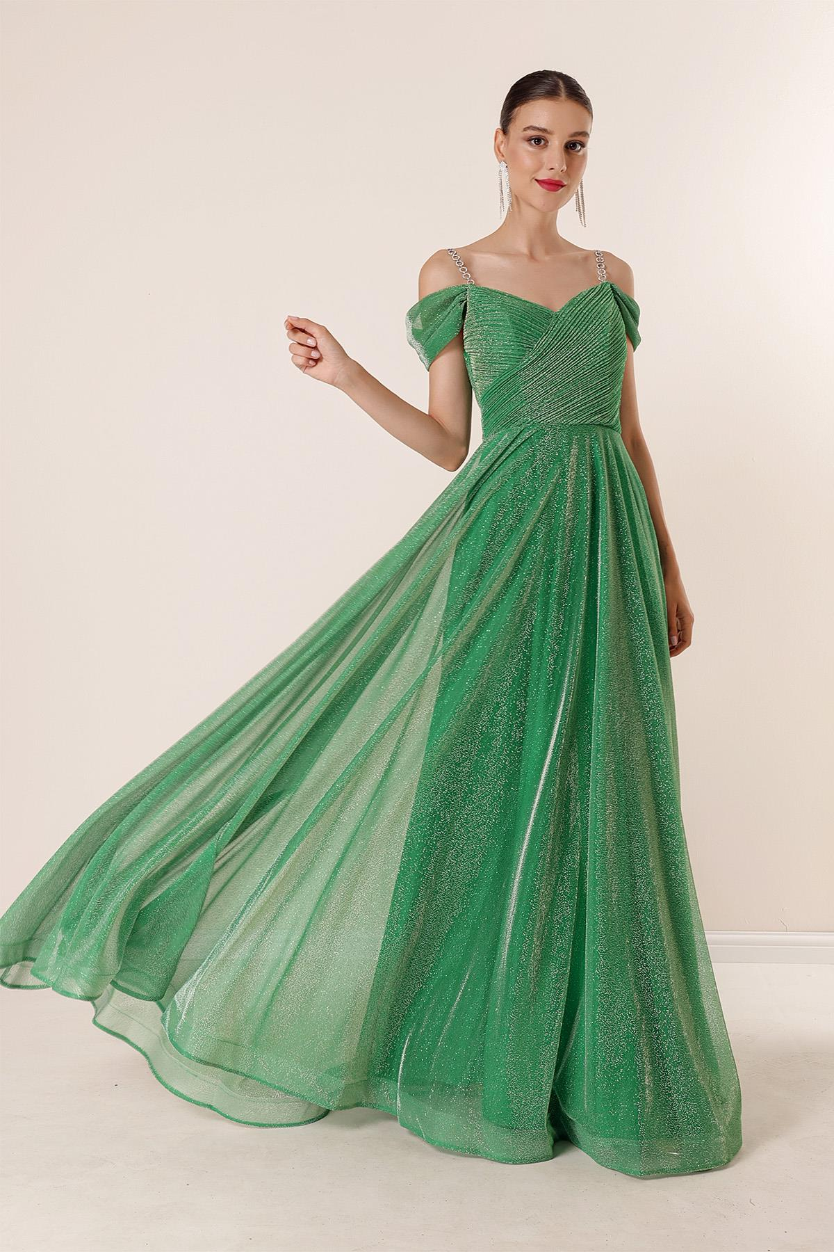 S-23K4120008Strappy Off-Shoulder Long Plus Size Dress Sequined Lined Spaced