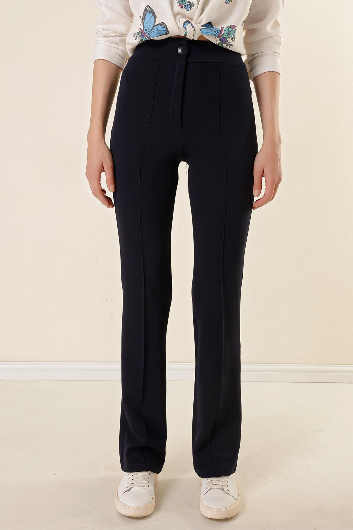 S-23K4130001Speckled Crepe Palazzo Pants High Waist Knitted