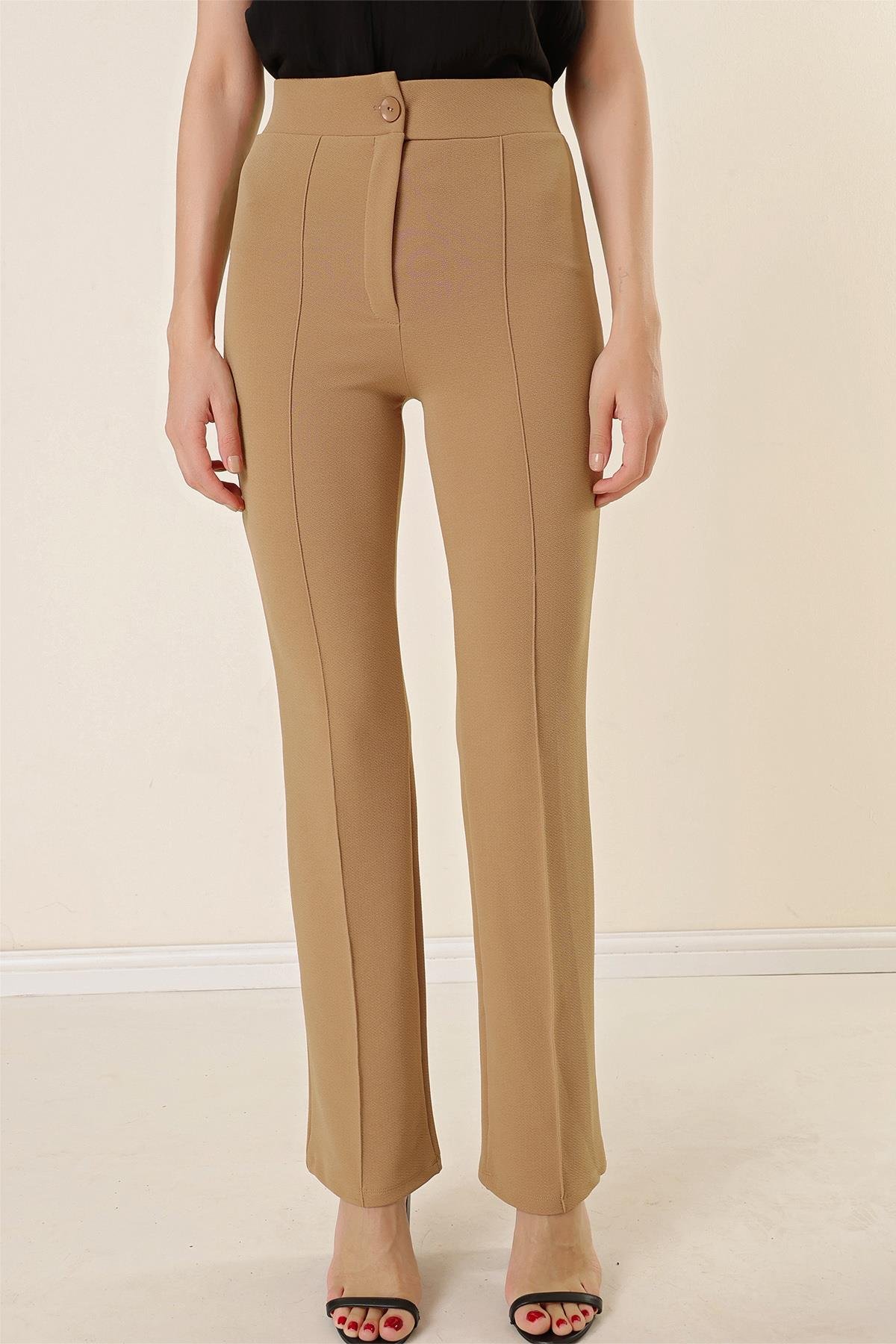 S-23K4130001Speckled Crepe Palazzo Pants High Waist Knitted