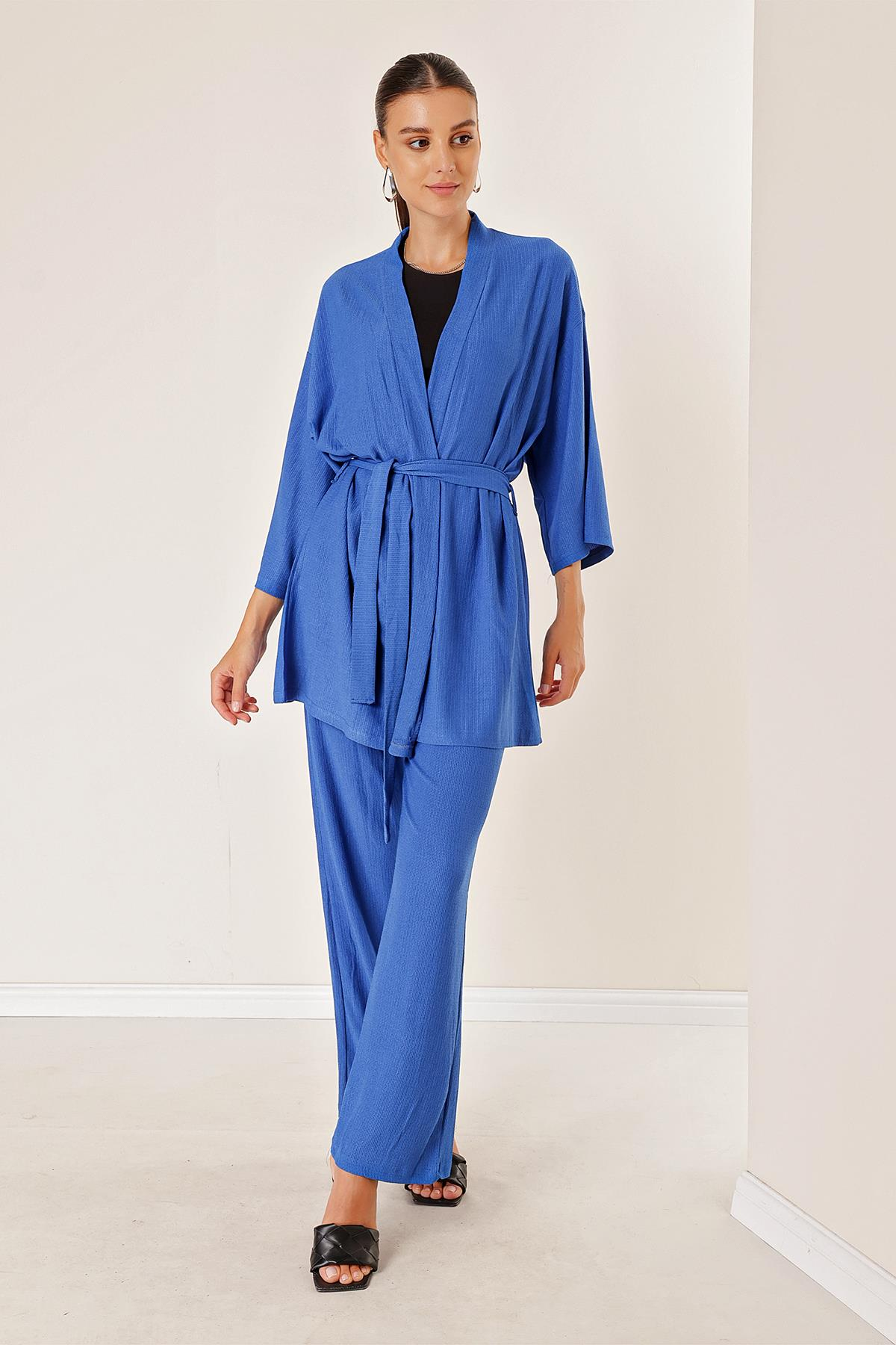 S-23K4130009Pocketed Pants Bloomer Set with Kimono in green