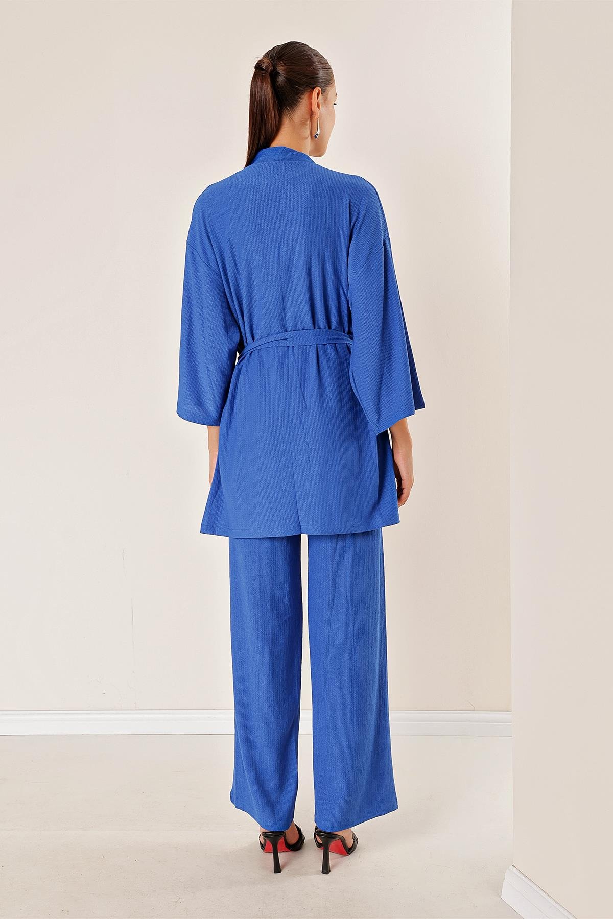 S-23K4130009Pocketed Pants Bloomer Set with Kimono in green