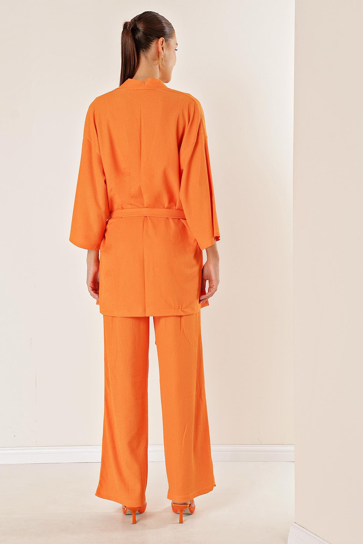 S-23K4130009Pocketed Pants Bloomer Set with Kimono in green