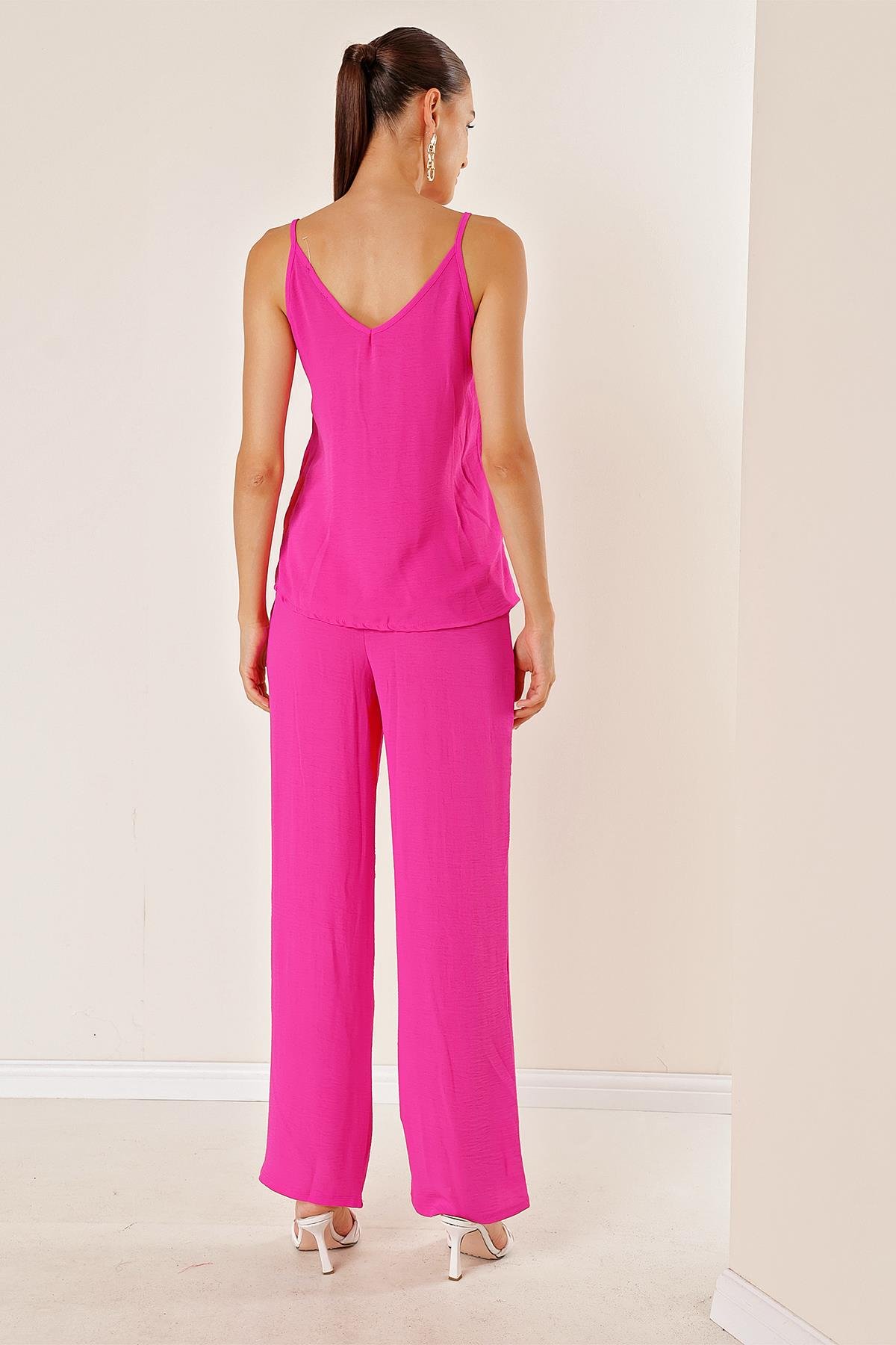 S-23K4130011Ayrobin İp Askılı Pantolonu Cepli Bol Paça Takım