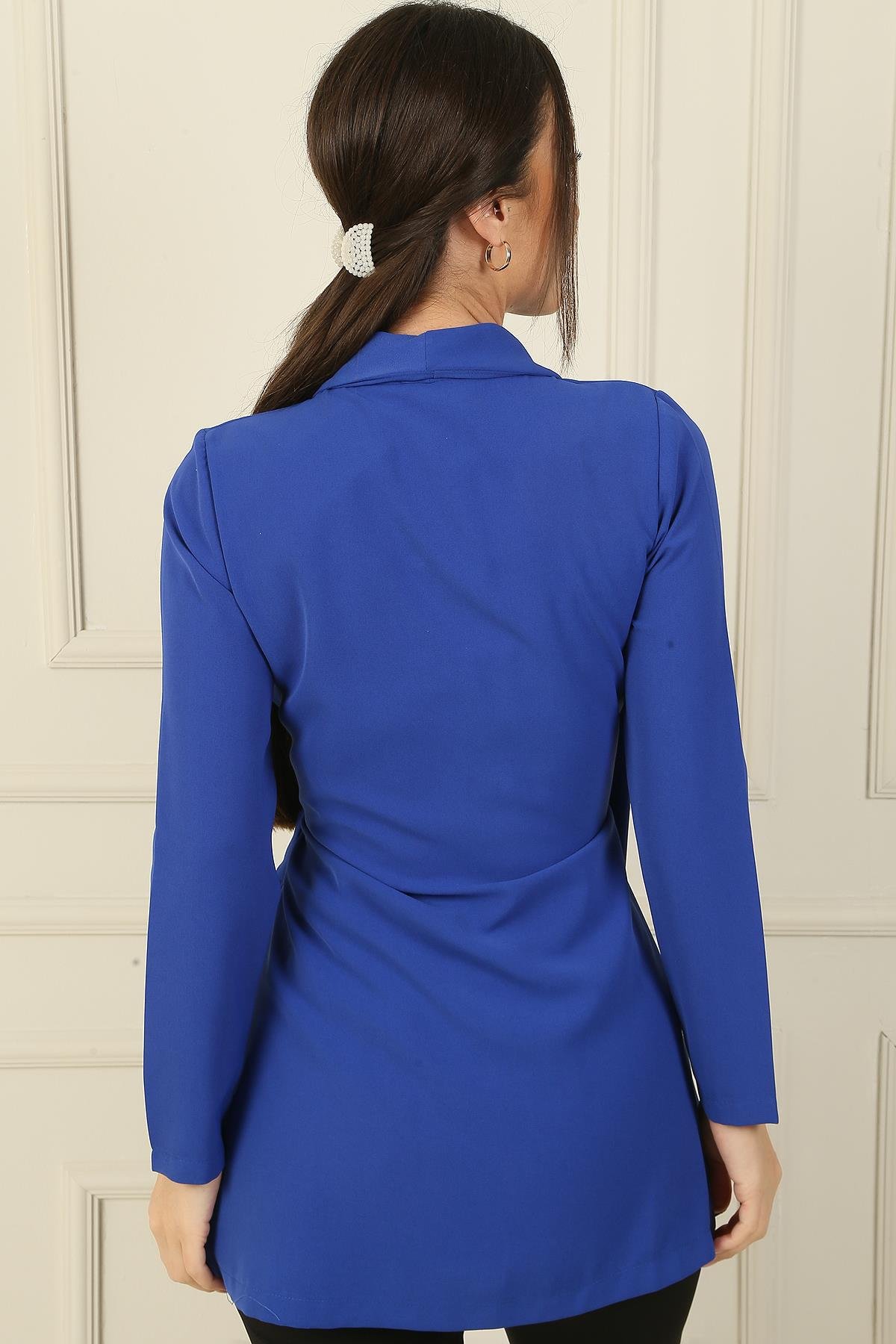 S-23K4160004Crepe Crossover Jacket Belted Collar