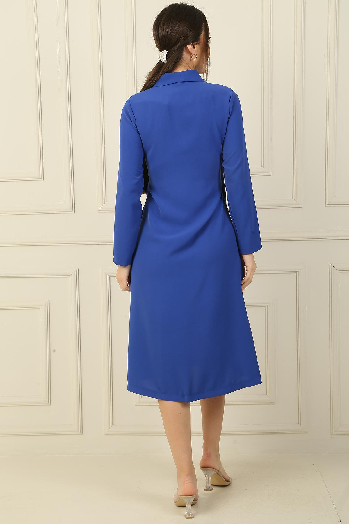 S-23K4160005Long Crepe Crossover Jacket Belted Collar