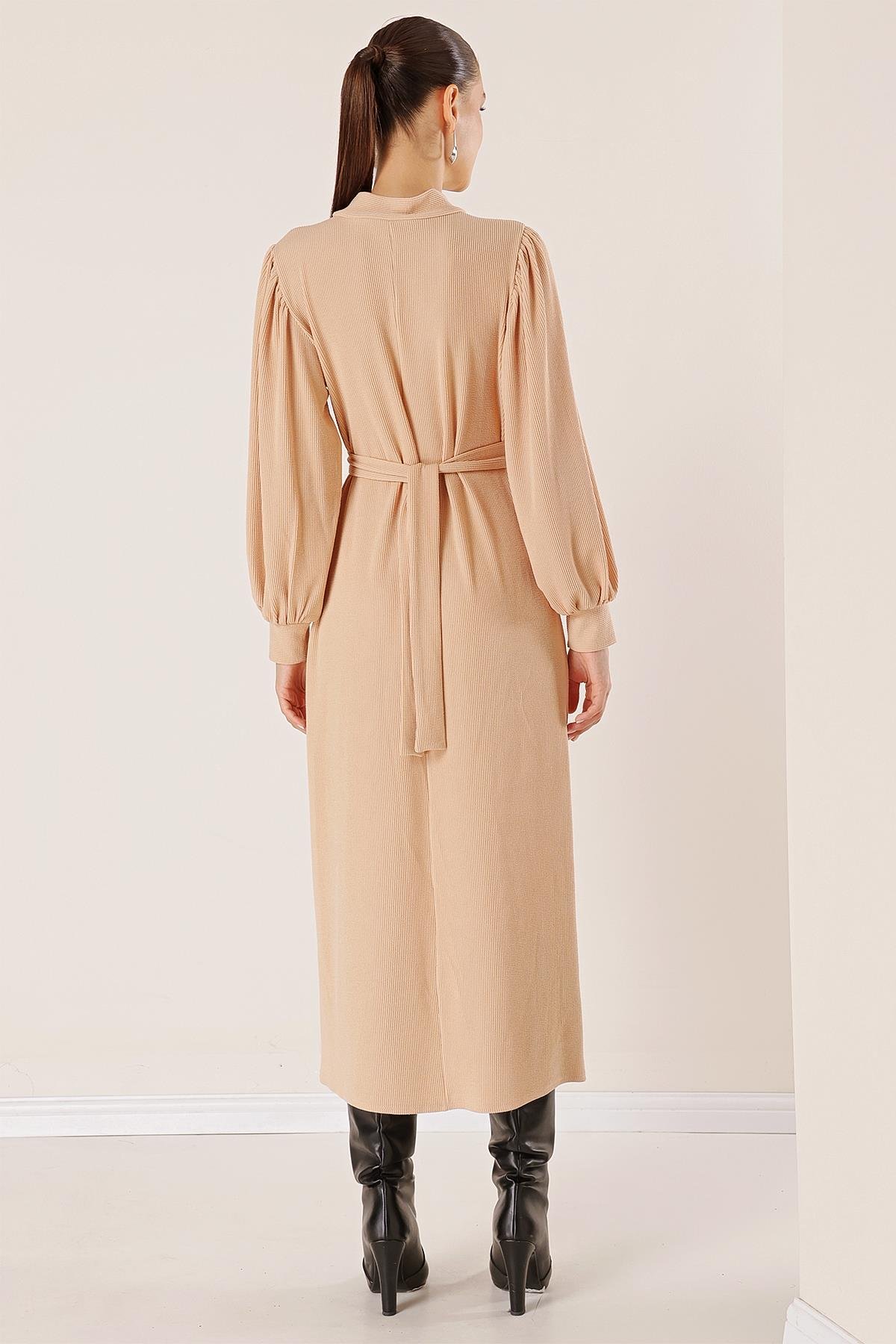 S-23K4160012Shoulder Belted Ruched Waist Dress