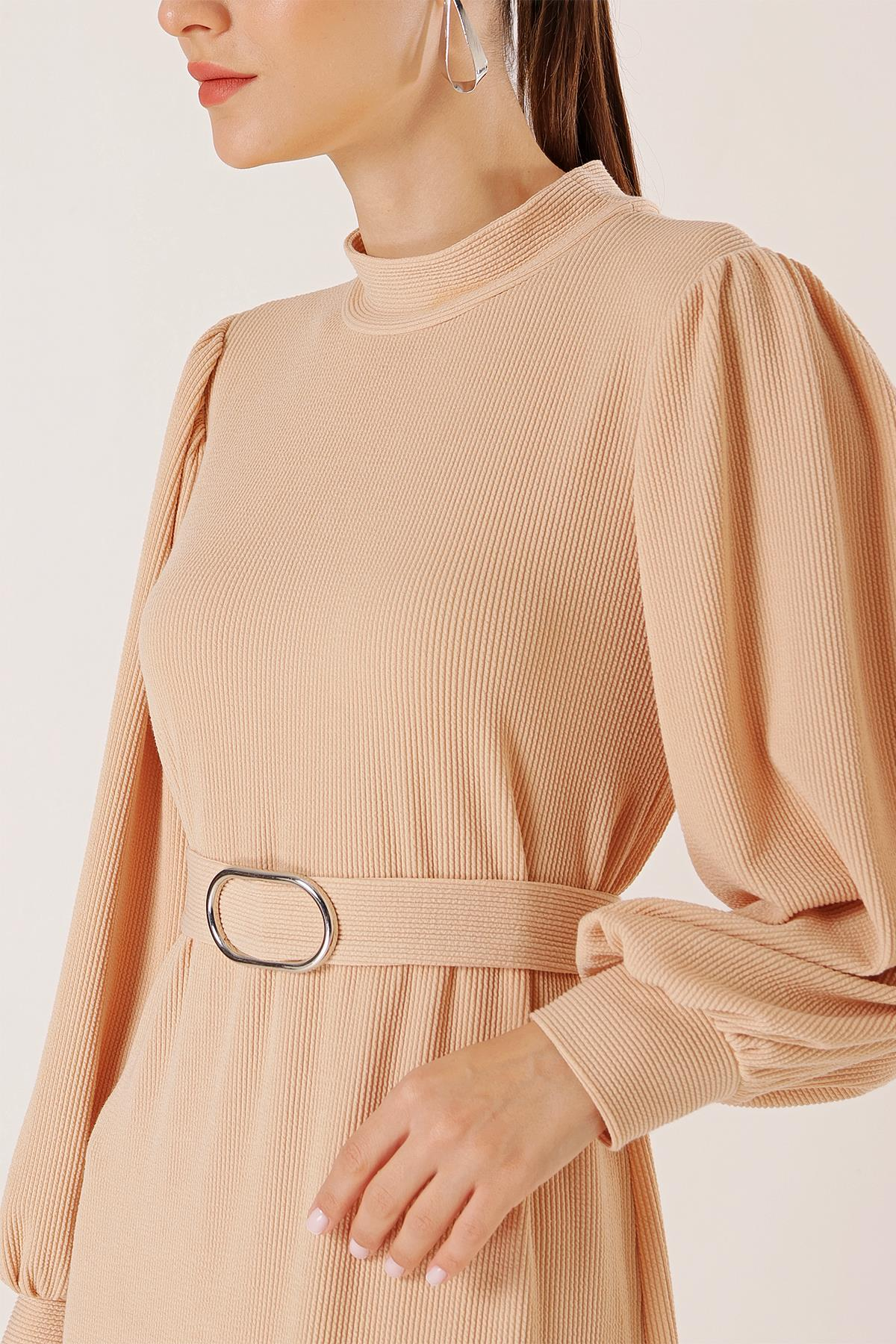 S-23K4160012Shoulder Belted Ruched Waist Dress