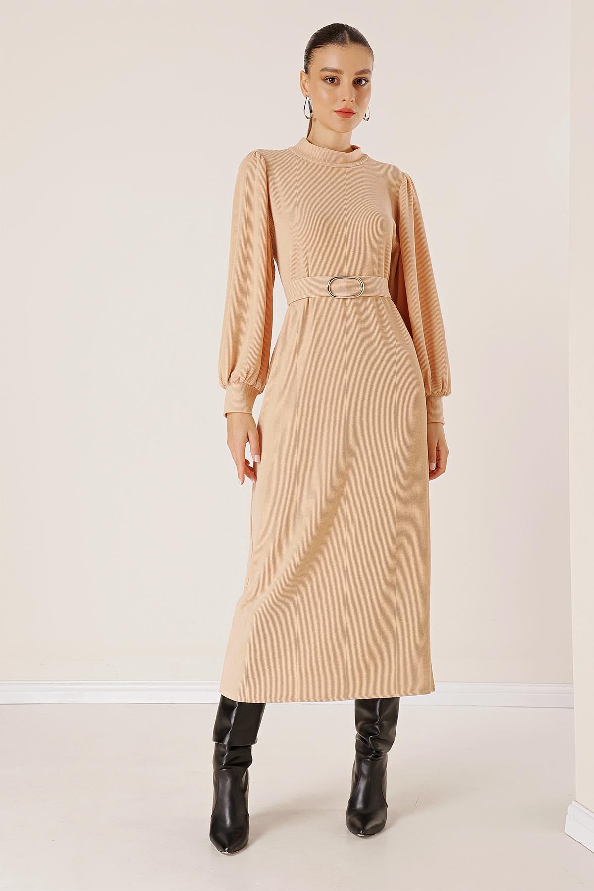 S-23K4160012Shoulder Belted Ruched Waist Dress