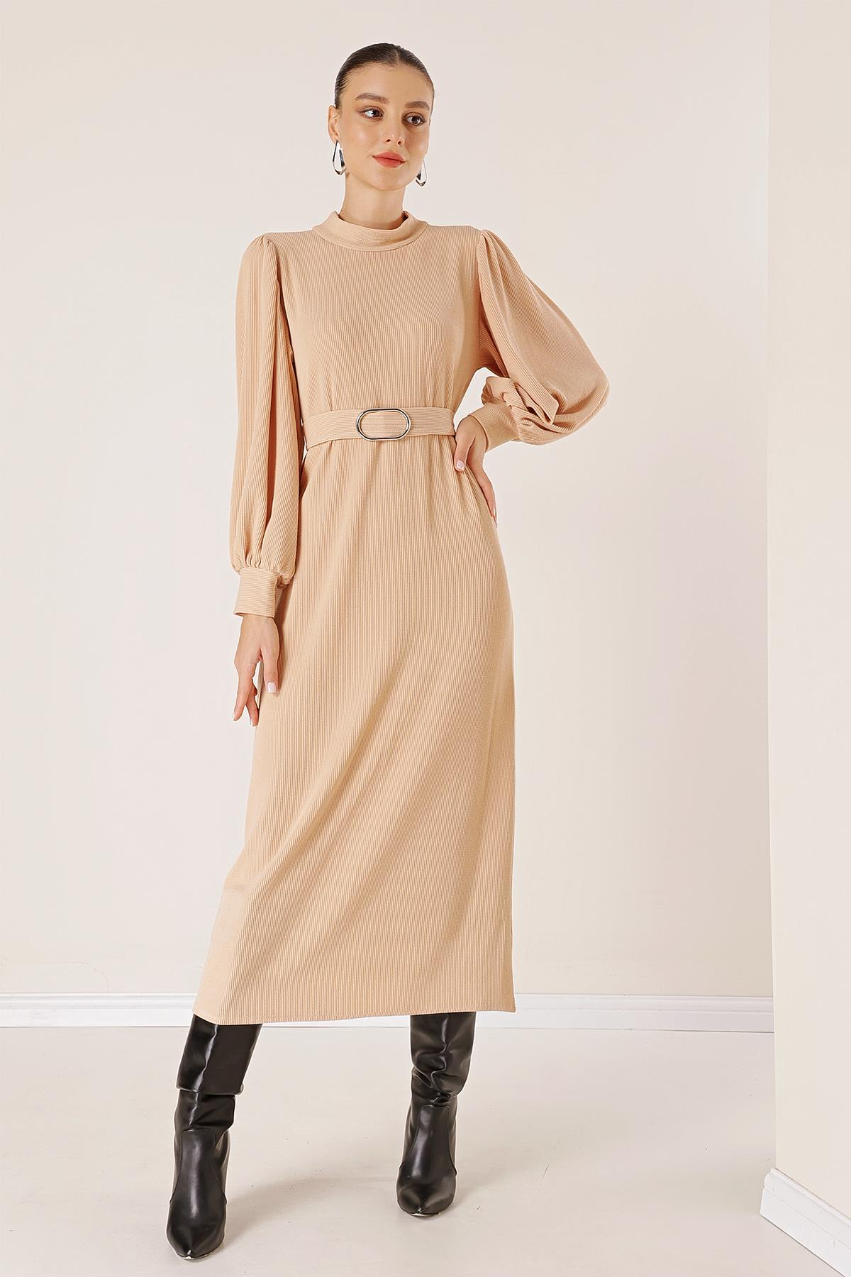 S-23K4160012Shoulder Belted Ruched Waist Dress