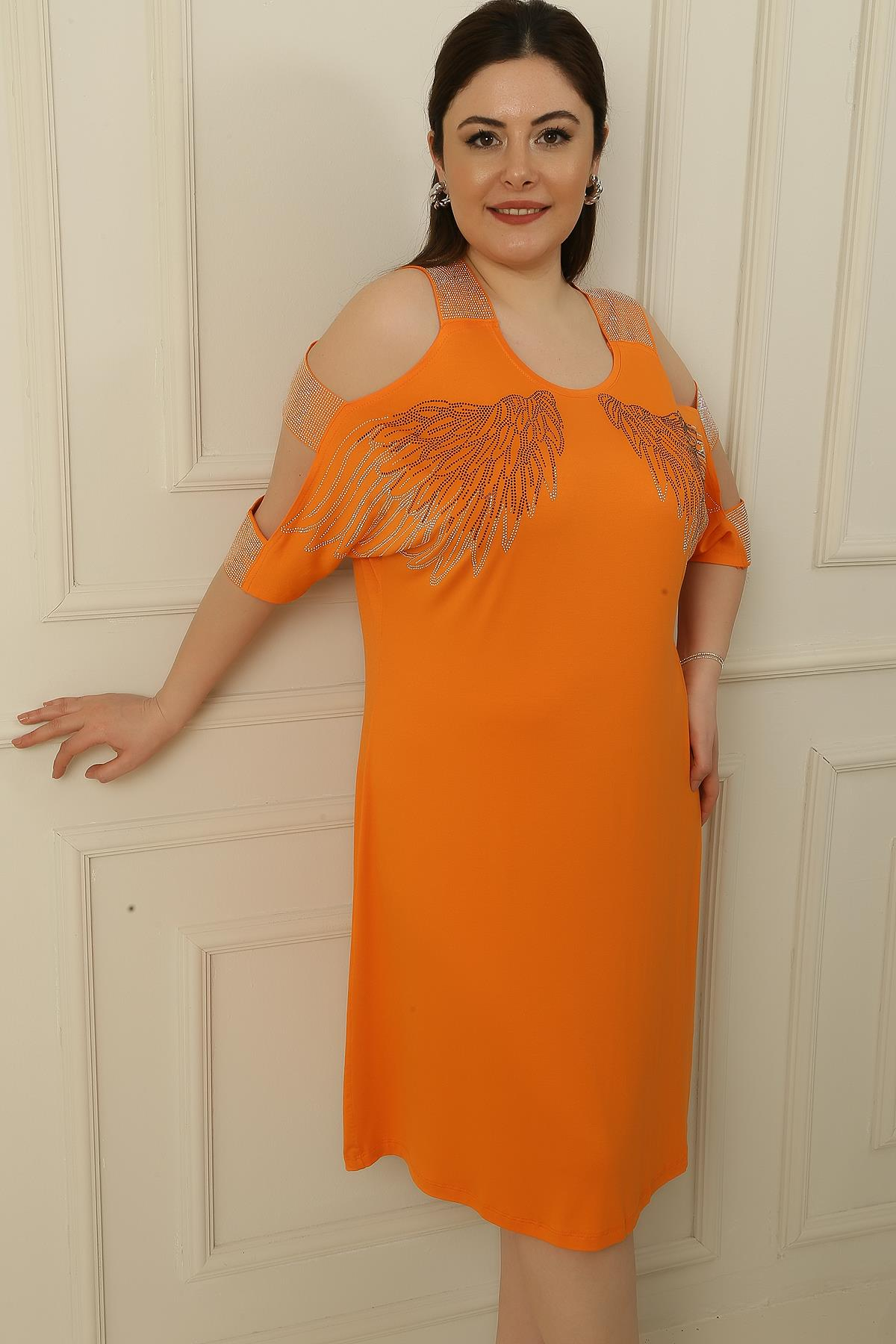 S-23K4170010Arm's Low-Cut Patterned Dress Front Print Oversized Viscose Wing Stone