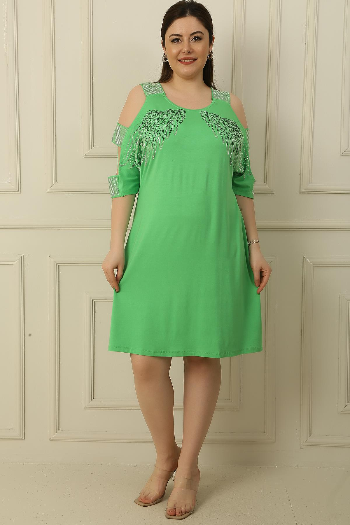 S-23K4170010Arm's Low-Cut Patterned Dress Front Print Oversized Viscose Wing Stone