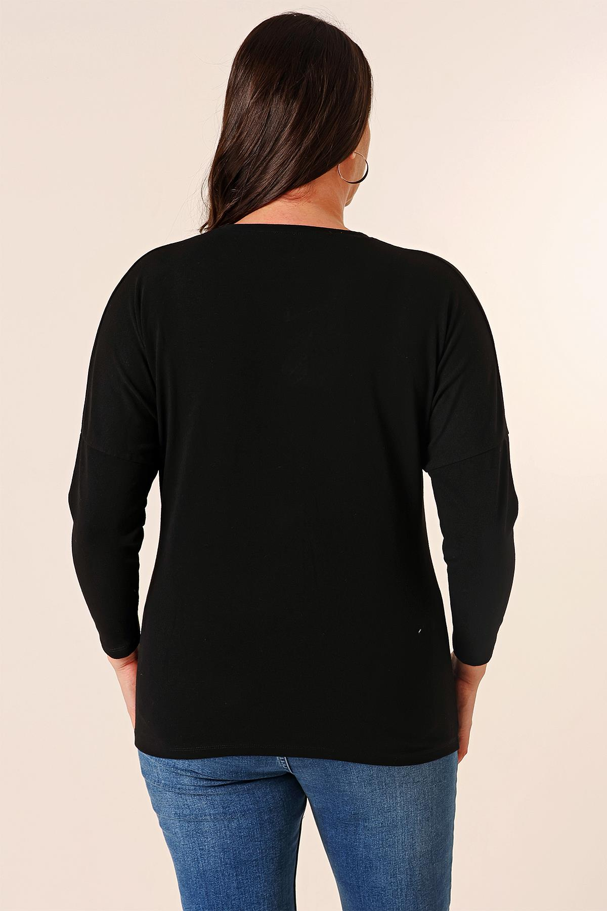 S-23K4170016V-Neck Printed Batwing Sleeve Plus Size Blouse Stone Strawberry