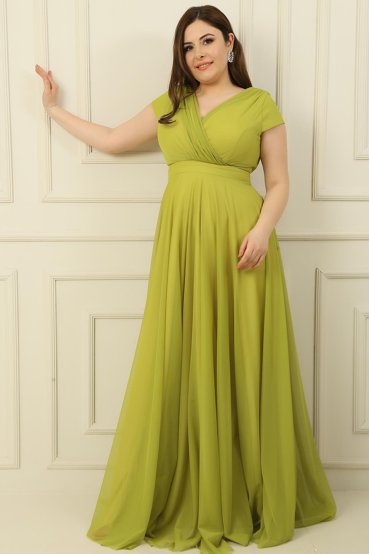 S-24K3630009Double-Breasted Dress Large Size Long Sleeve Chiffon Tulle Full Circle Collar Coated Nail Klos