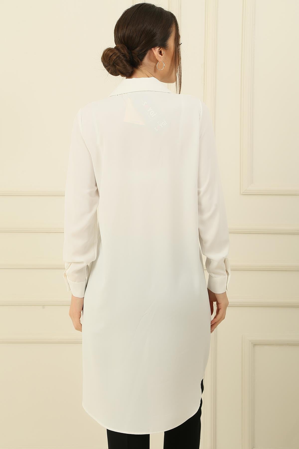 S-24K4160002Sahte Cepli Önü Düğmeli Şarmi Gömlek Tunik