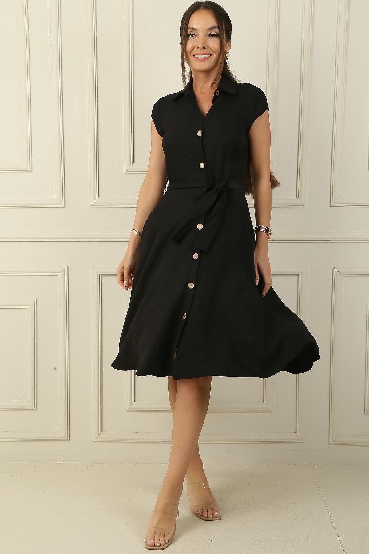 S-24Y0840010Buttoned Front, Belted Waist, Pocketed Linen Dress