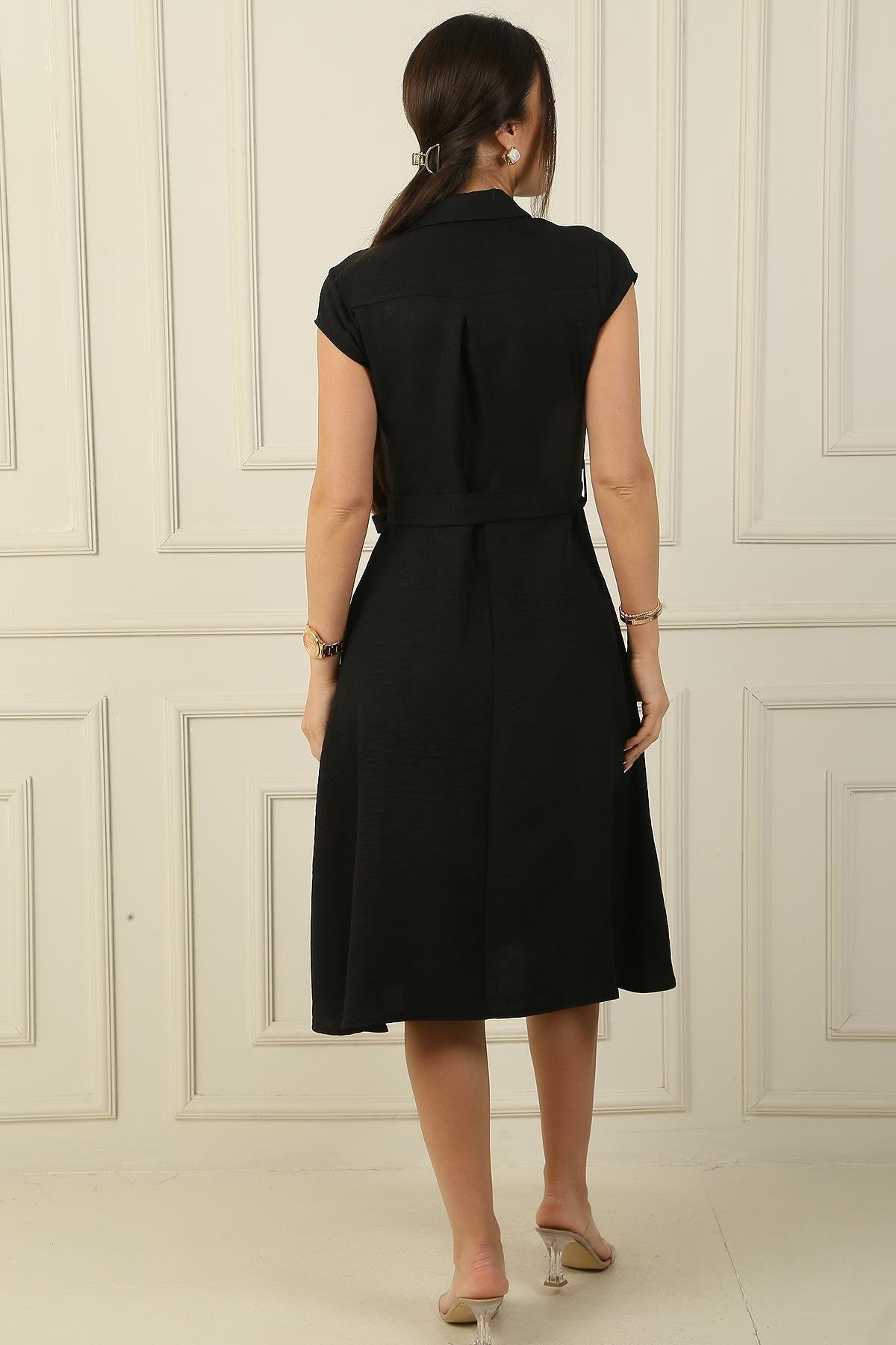 S-24Y0840010Buttoned Front, Belted Waist, Pocketed Linen Dress