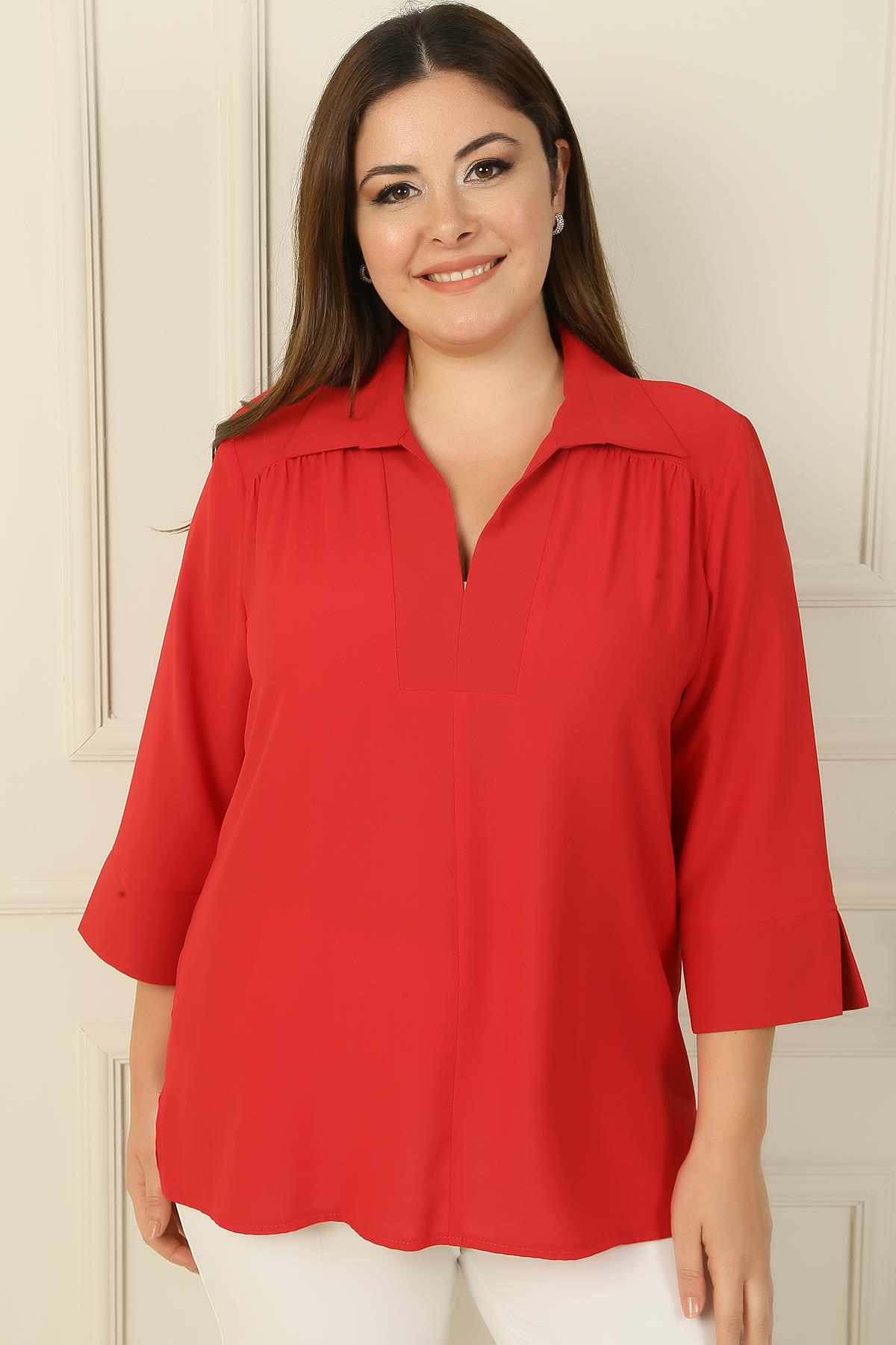 S-24Y1040003Polo Yaka Çeyrek Kol B.B. Bluz