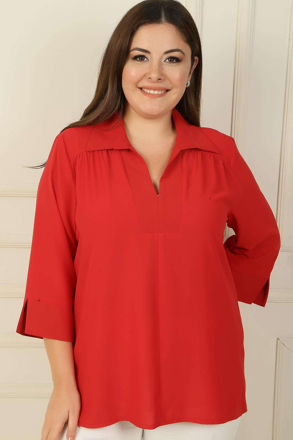 S-24Y1040003Polo Yaka Çeyrek Kol B.B. Bluz