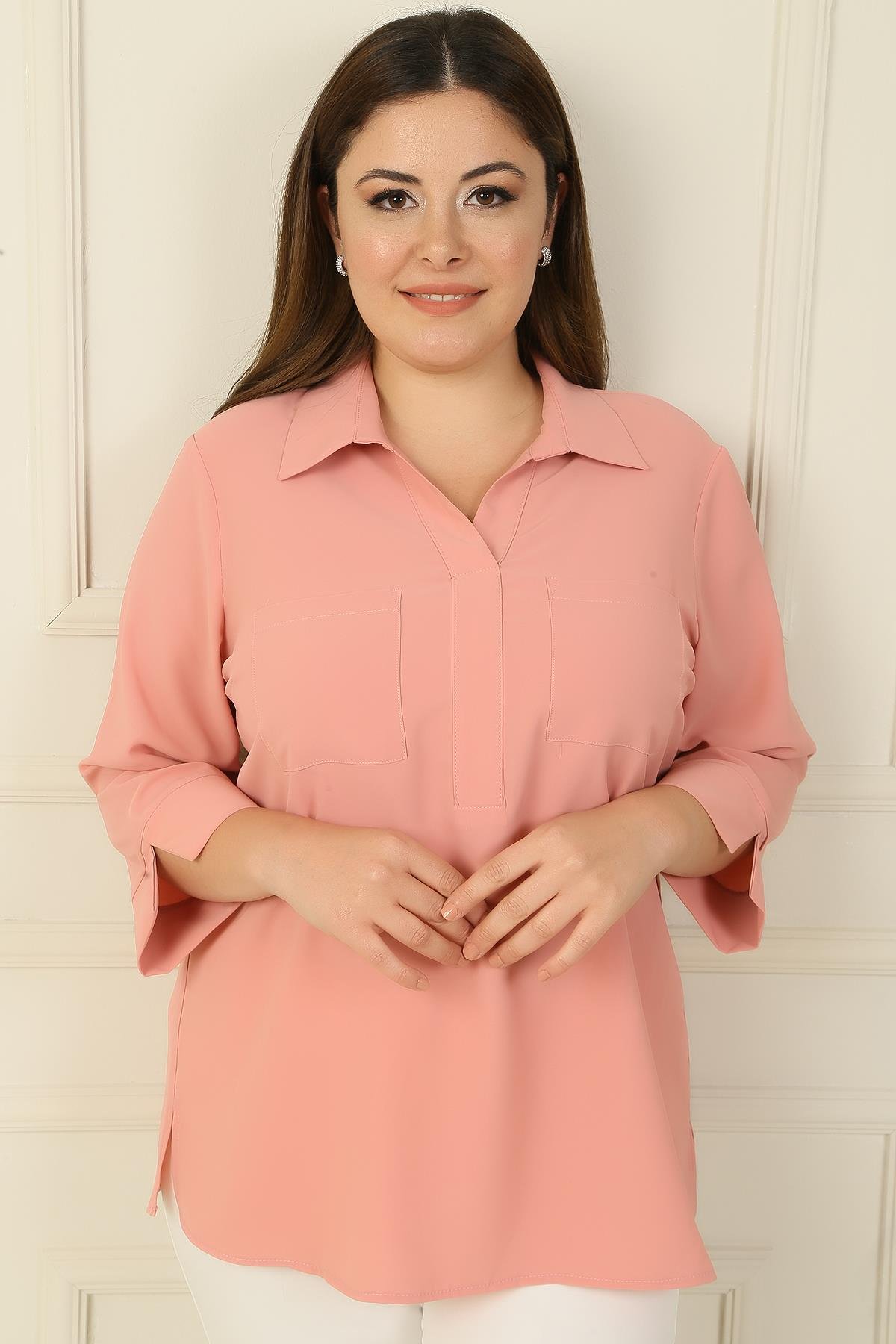 S-24Y1040004Polo Collar With Pockets Blouse Quarter Sleeve B. B.