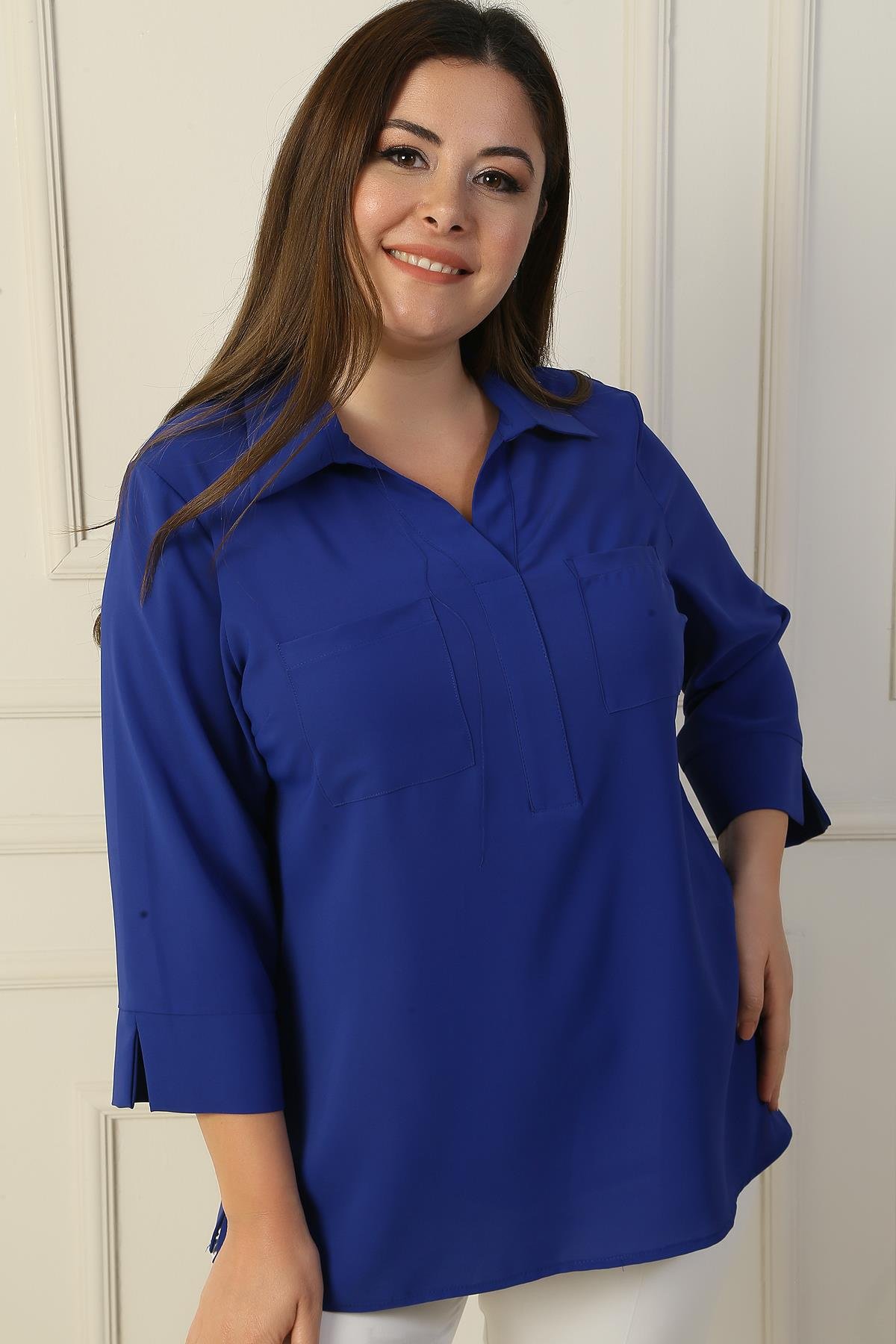 S-24Y1040004Polo Yaka Cepli Çeyrek Kol B.B. Bluz