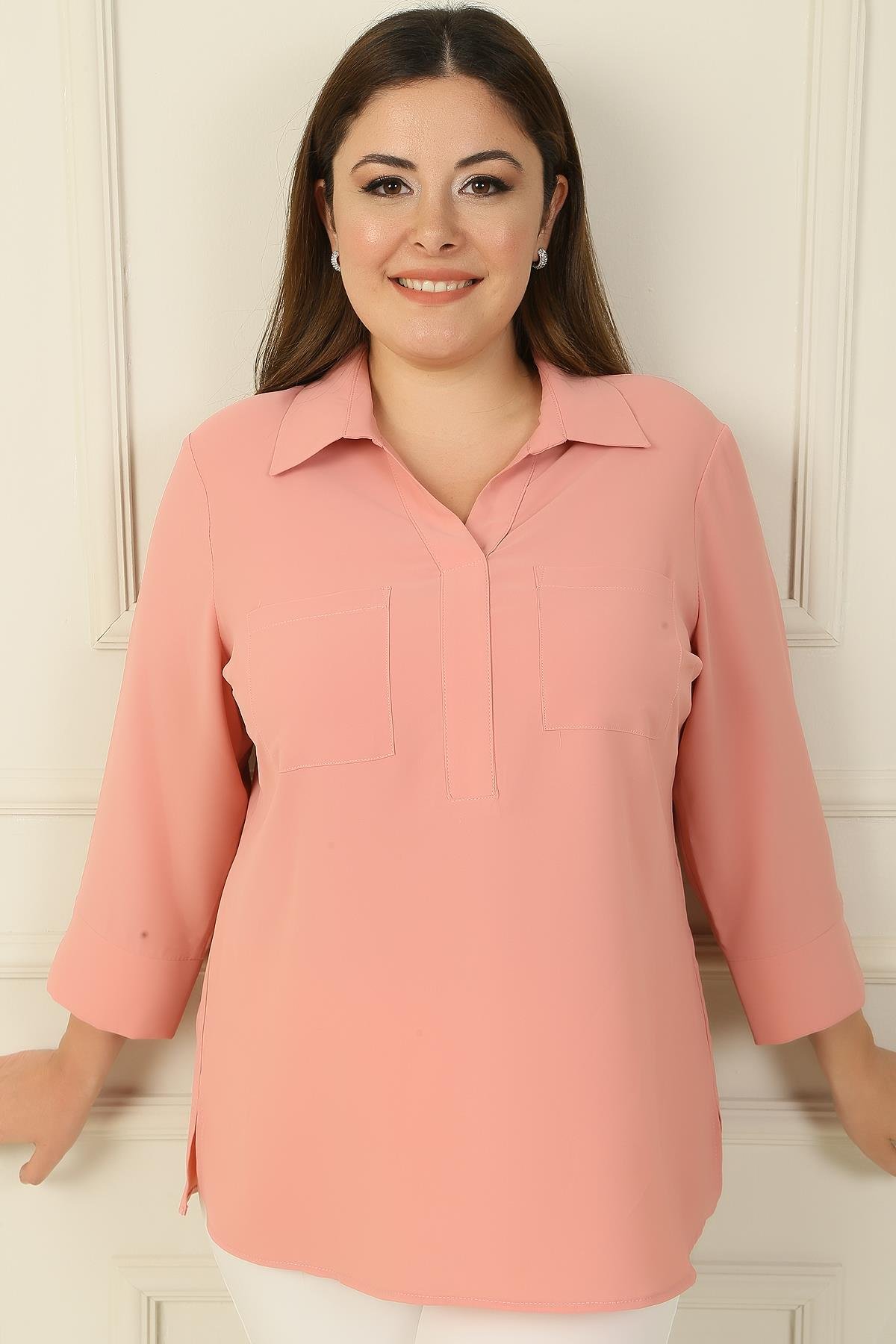 S-24Y1040004Polo Collar With Pockets Blouse Quarter Sleeve B. B.