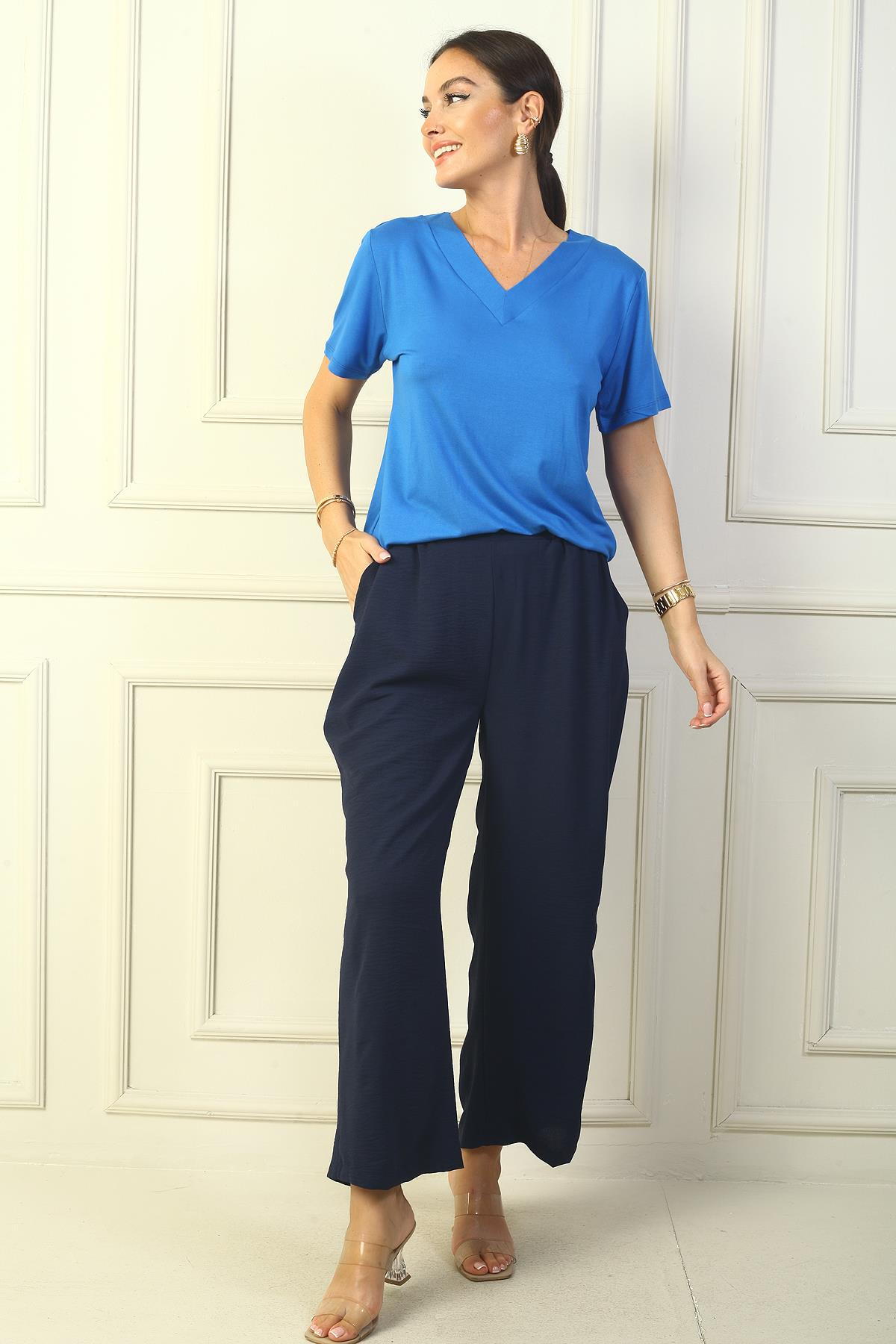 S-24Y1830002Beli Lastikli Cepli Palazzo Ayrobin Pantolon