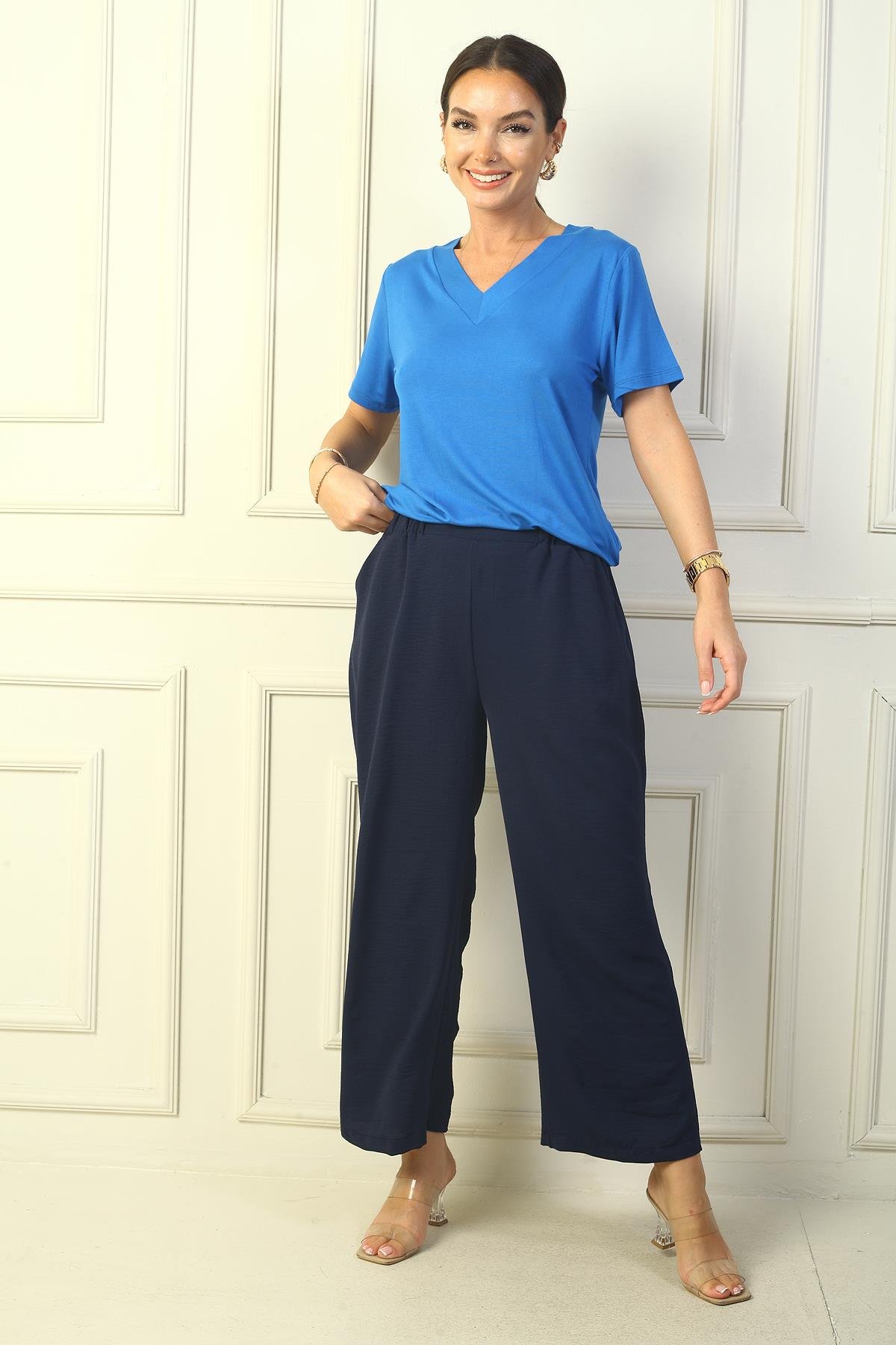 S-24Y1830002Beli Lastikli Cepli Palazzo Ayrobin Pantolon