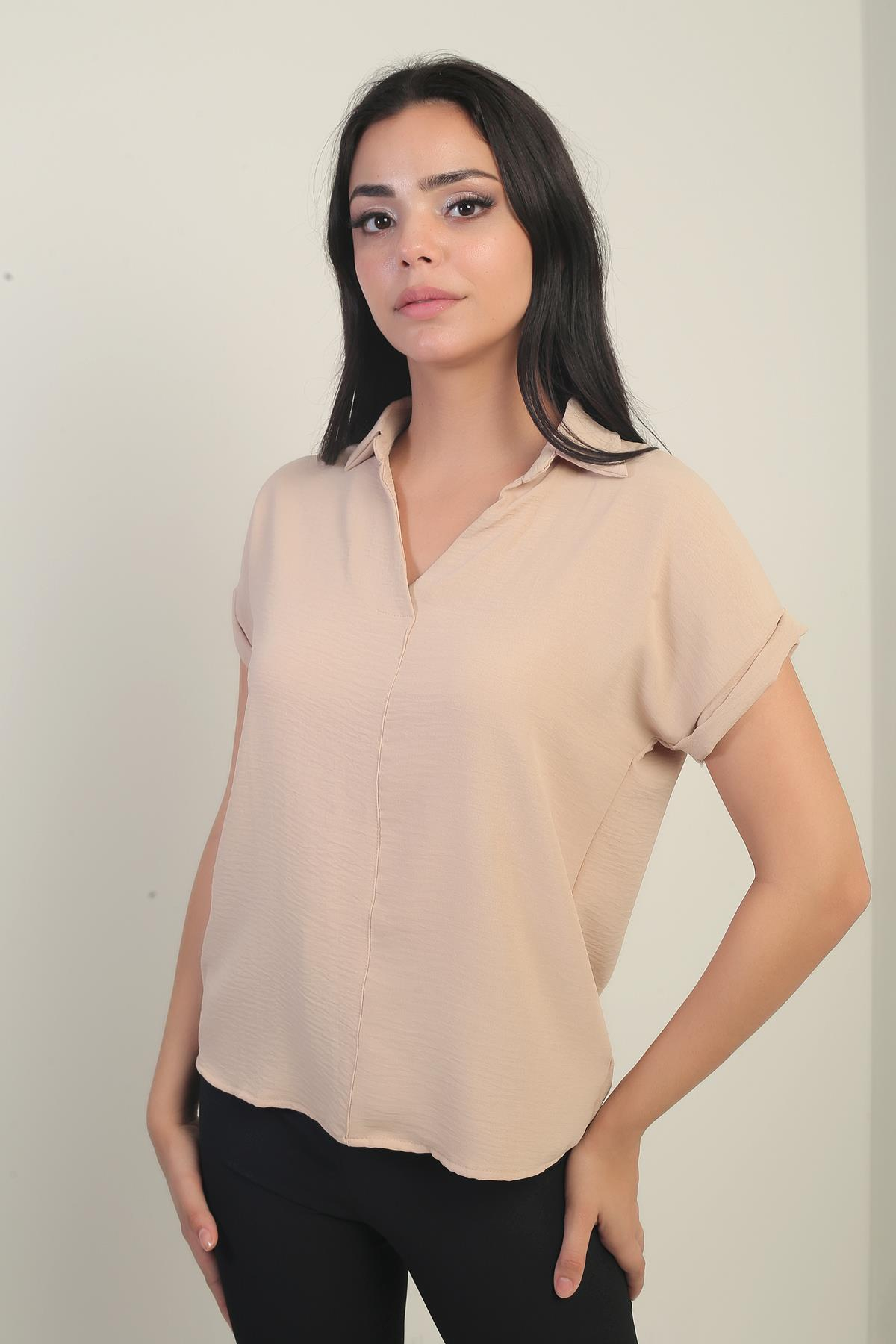 S-24Y2220006Polo Yaka Duble Kol Ayrobin Bluz