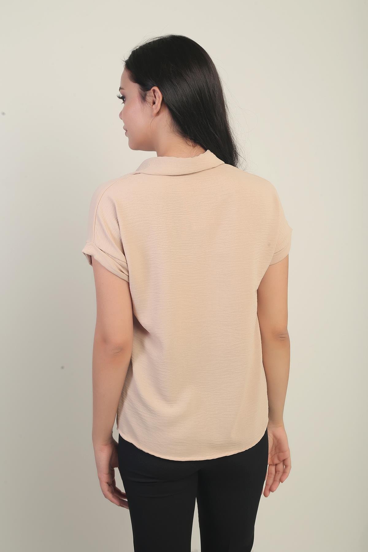 S-24Y2220006Polo Yaka Duble Kol Ayrobin Bluz