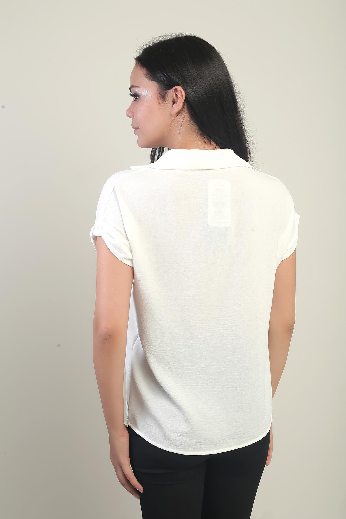 S-24Y2220006Polo Yaka Duble Kol Ayrobin Bluz