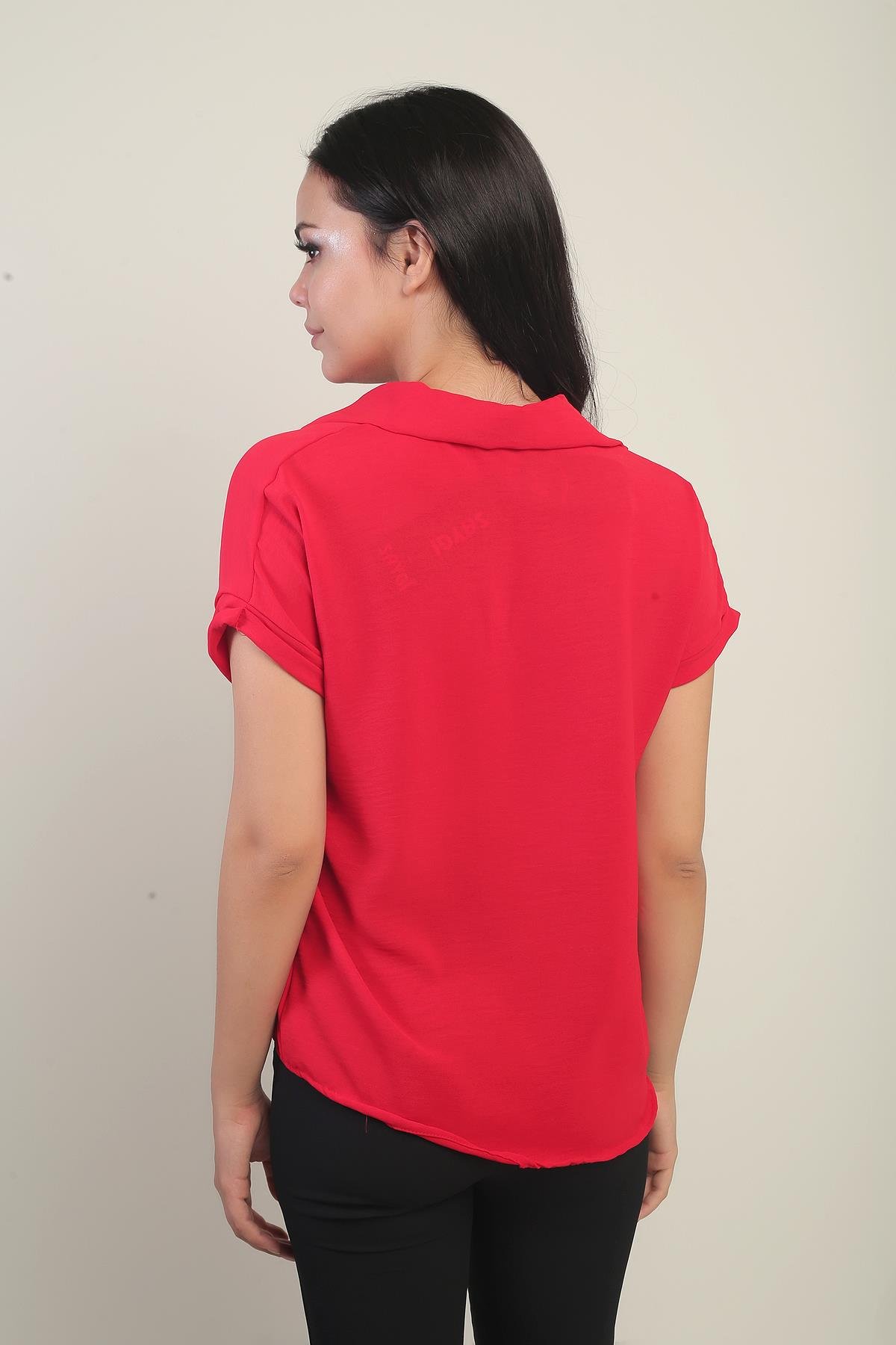 S-24Y2220006Polo Yaka Duble Kol Ayrobin Bluz